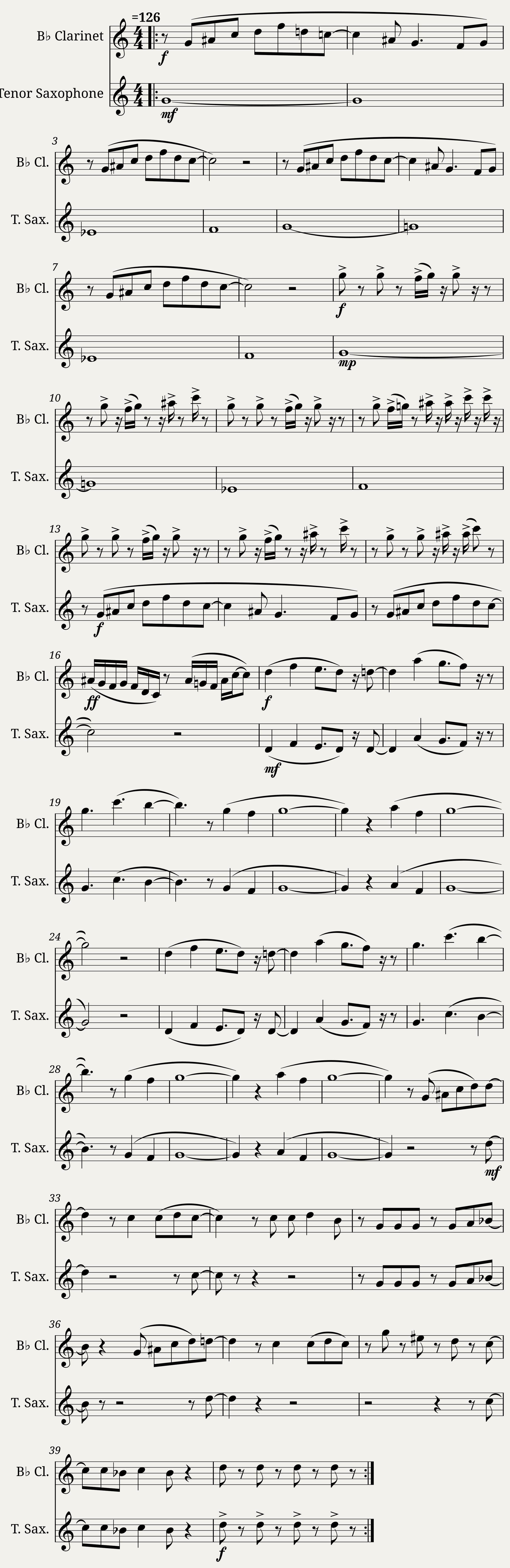 Grand Prix (Arms Theme) Clarinet and Tenor Sax Duet