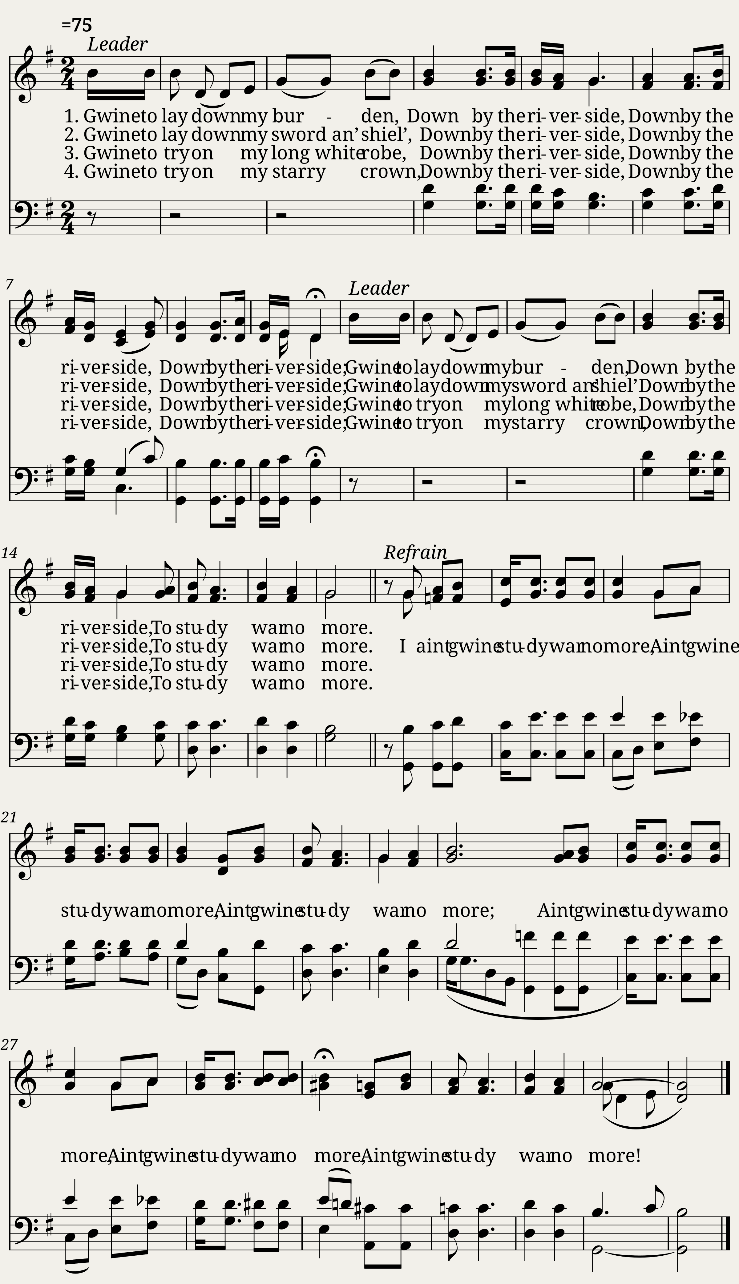 I aint gwine study war no more - African-American spiritual.