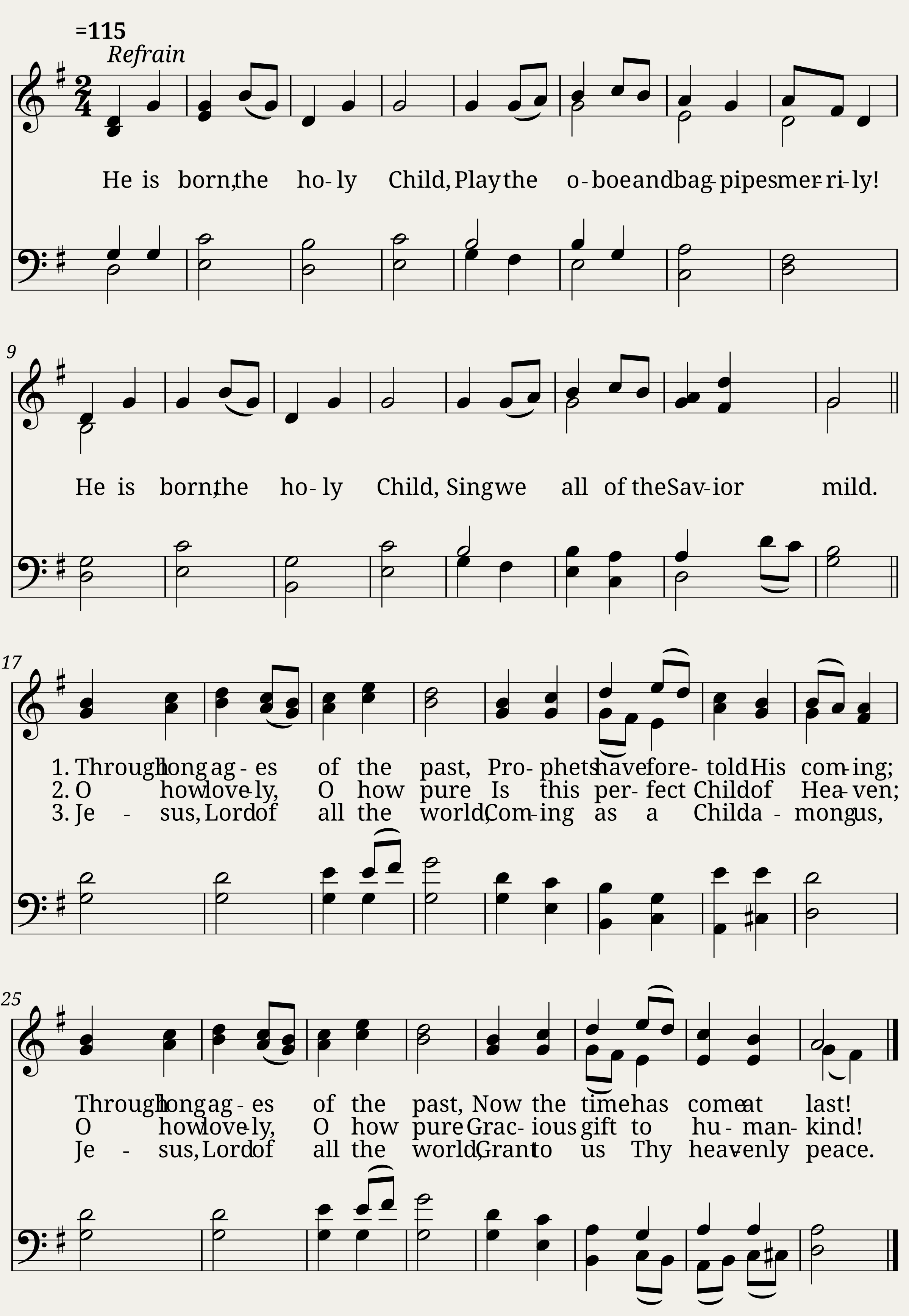 He is born - Traditional French carol. Translated from French to English by George K. Evans