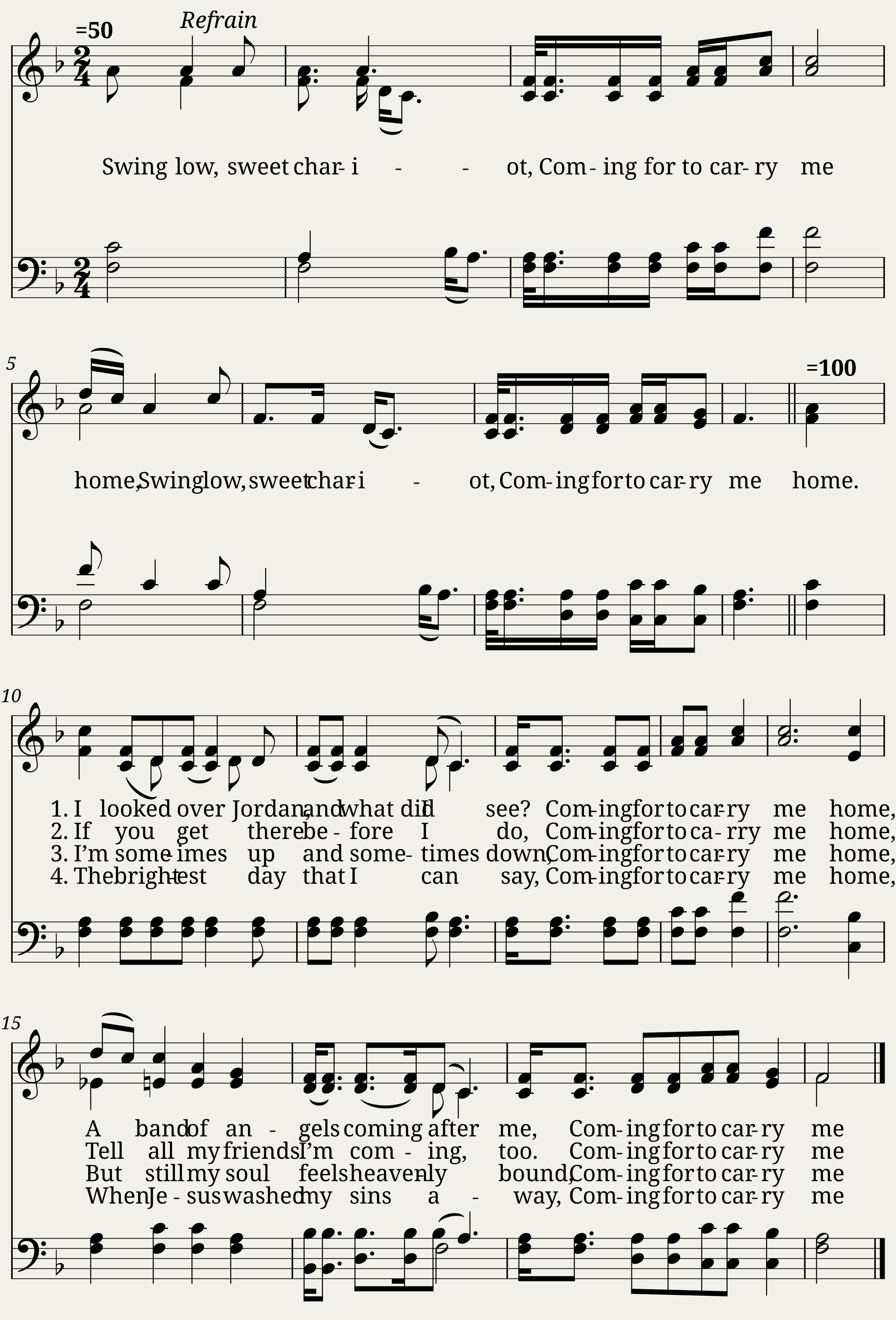Swing low sweet chariot - African-American spiritual.