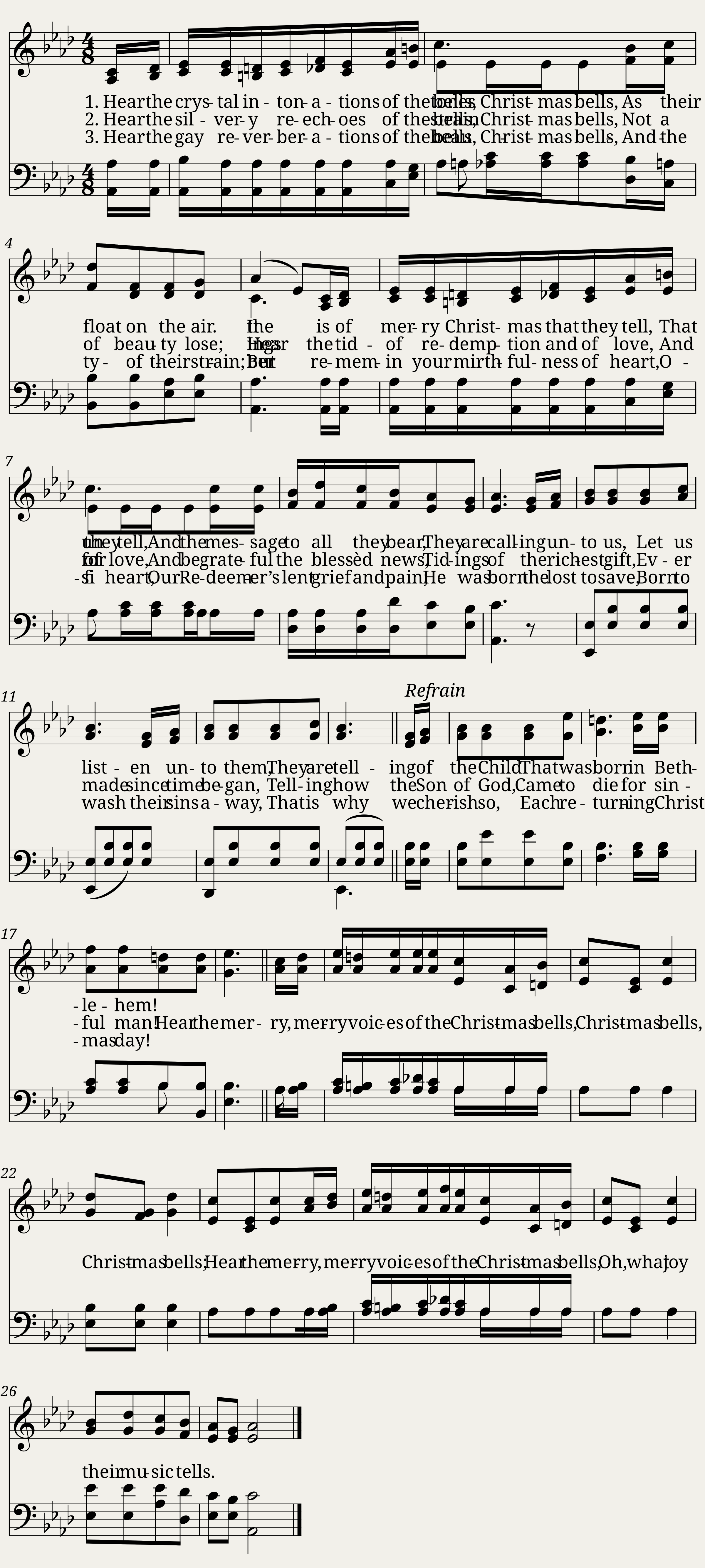 Hear the crystal intonations of the bells - A. J. Abbey