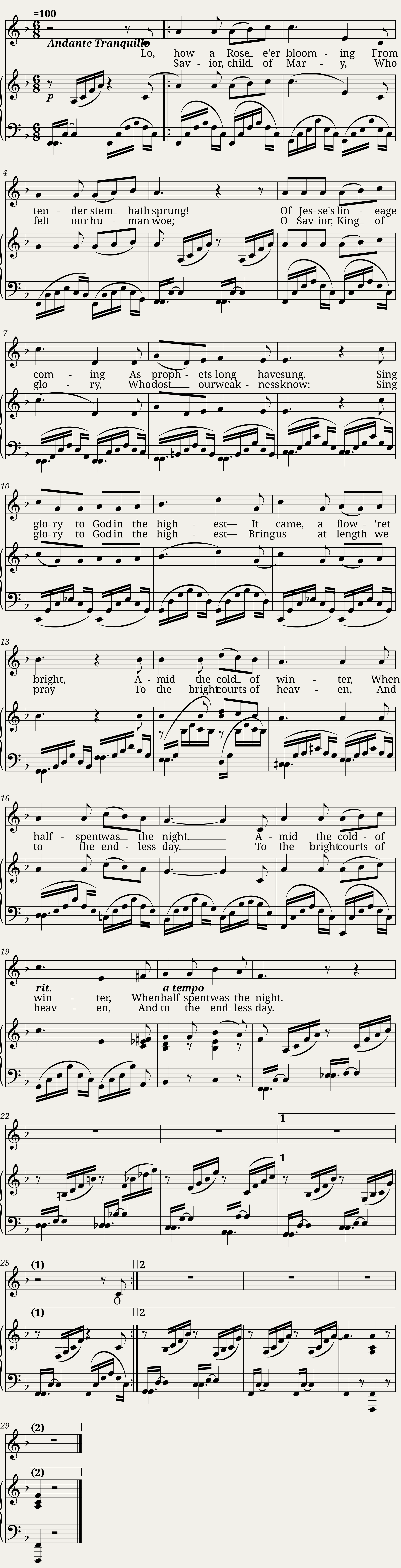 Lo How a Rose E'er Blooming (Unison/Children)