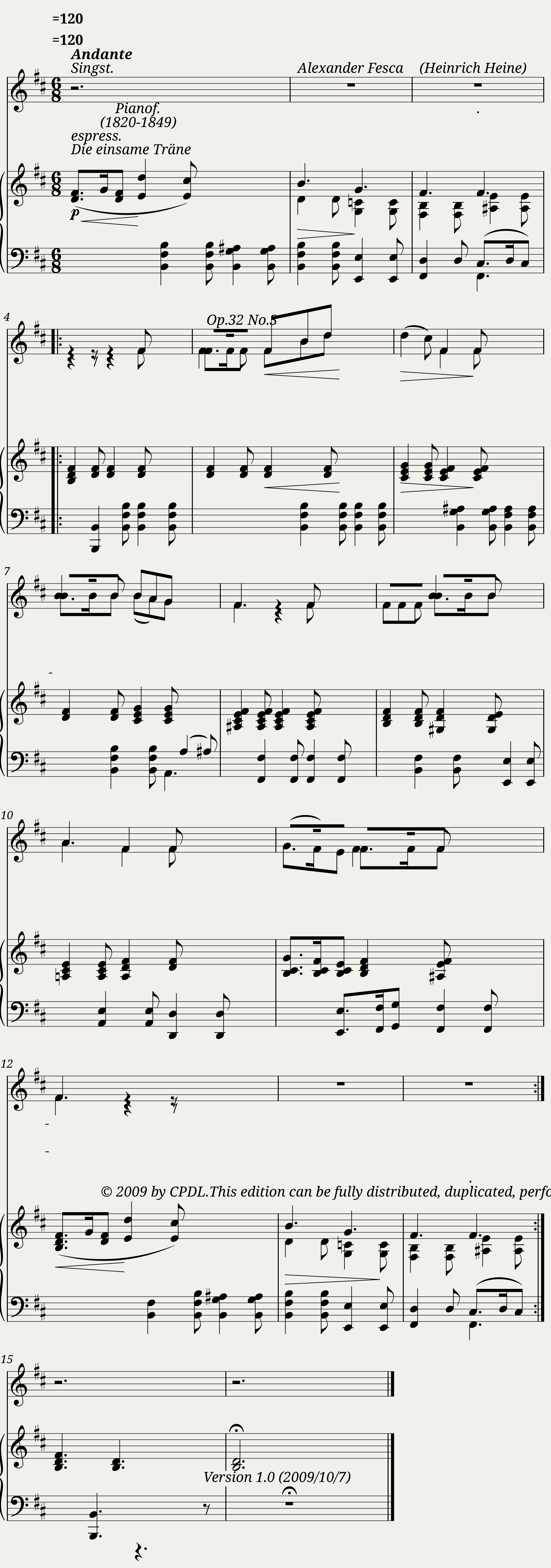 Die einsame Träne Op. 32 No. 3 - Alexander Fesca