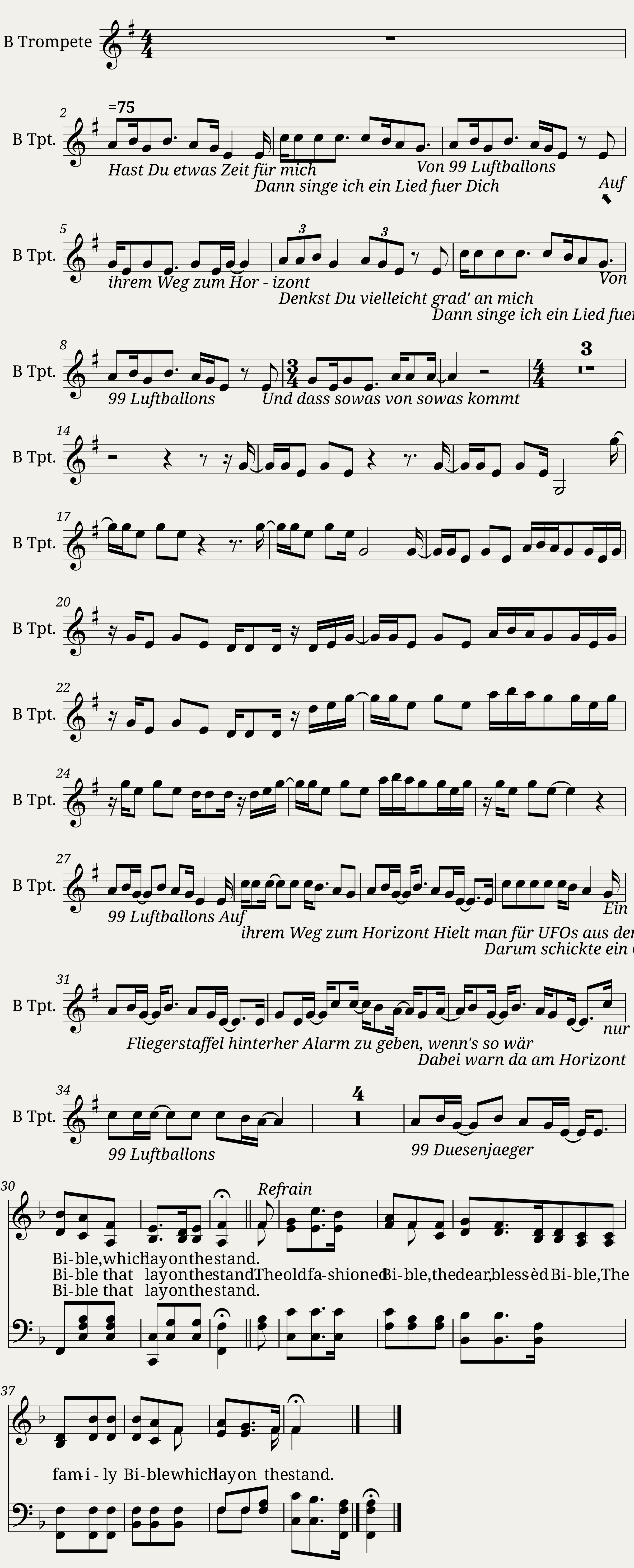 VideoScore 99 Luftballons (Red Balloons) Nena Trumpet