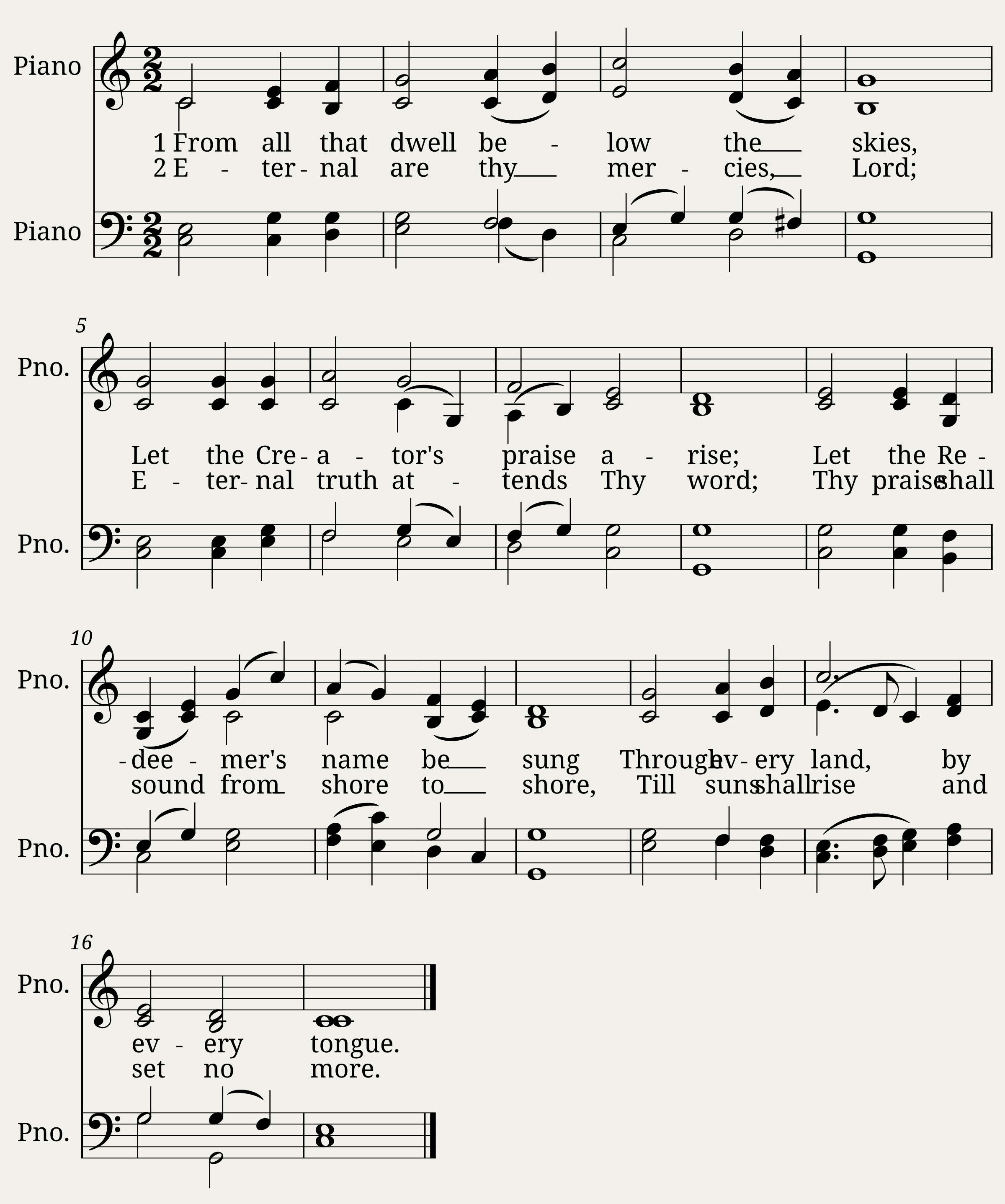 From All That Dwell Below the Skies - Isaac Watts