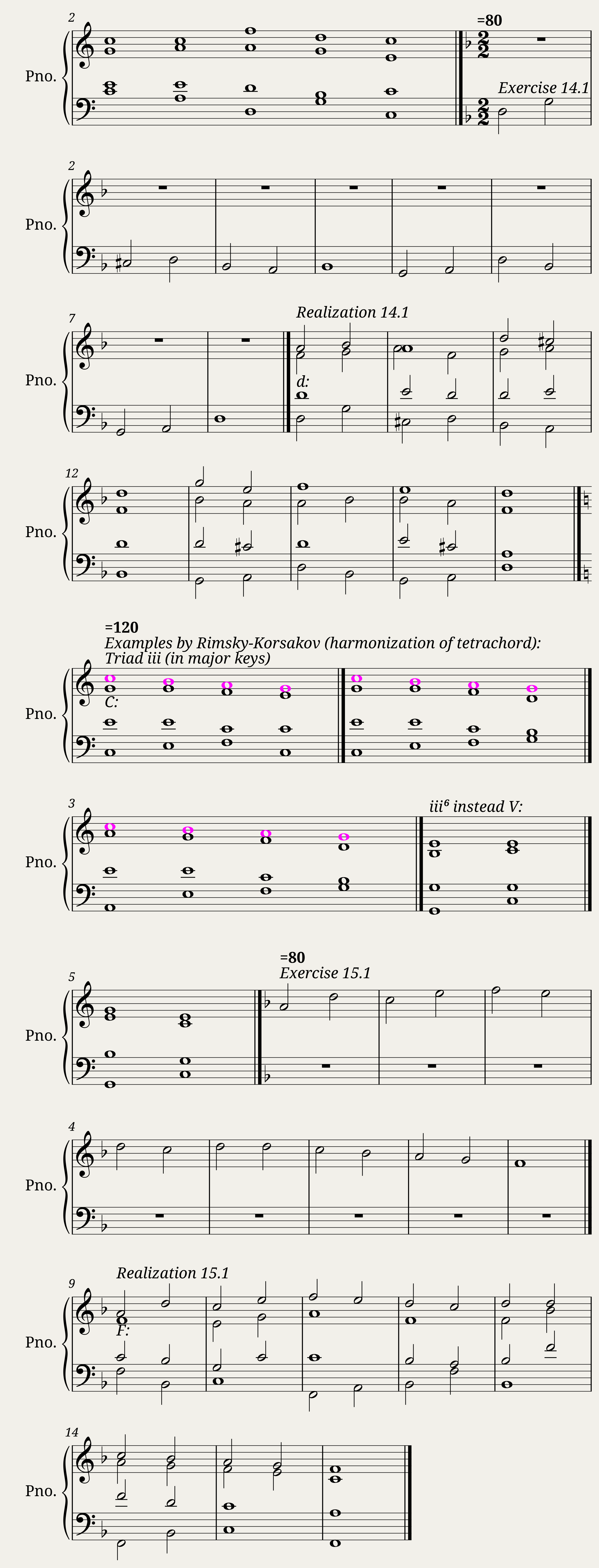 Rimsky-Korsakov harmonic exercises 19-20 — 4/4