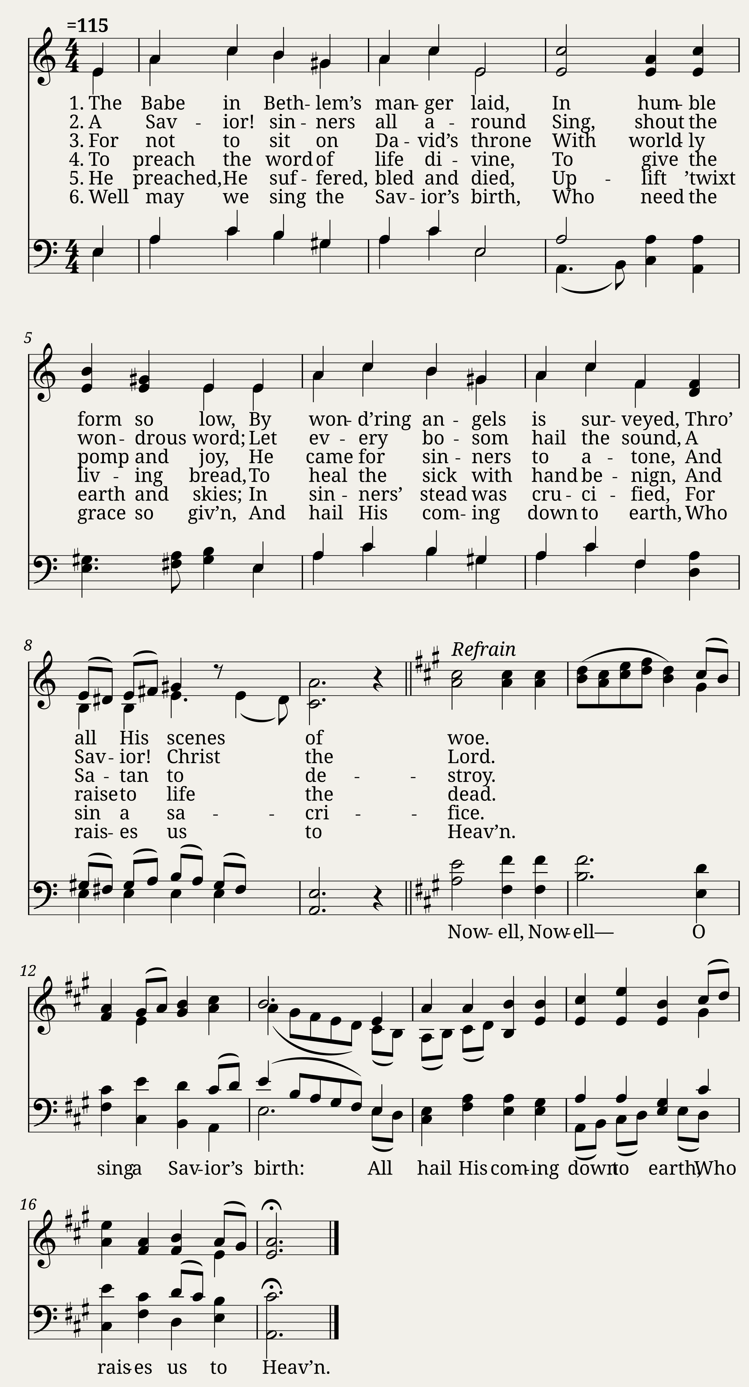 The babe in bethlems manger - Old Kentish carol. Appeared in Christmas Carols New and Old