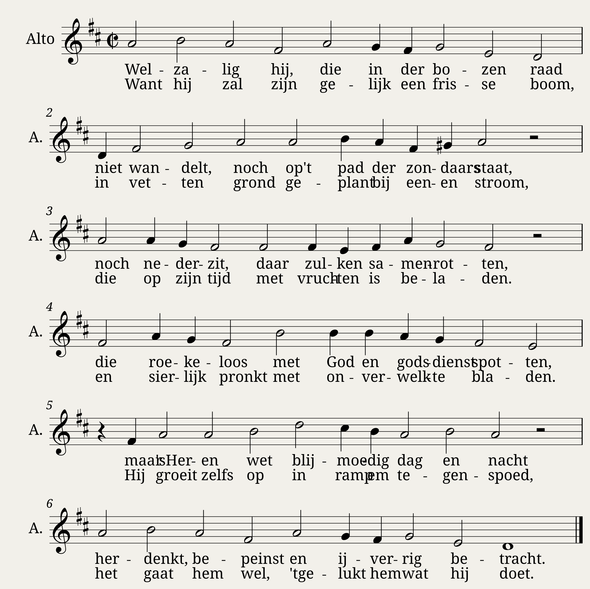 Psalm 1 - Welzalig hij die in der bozen raad