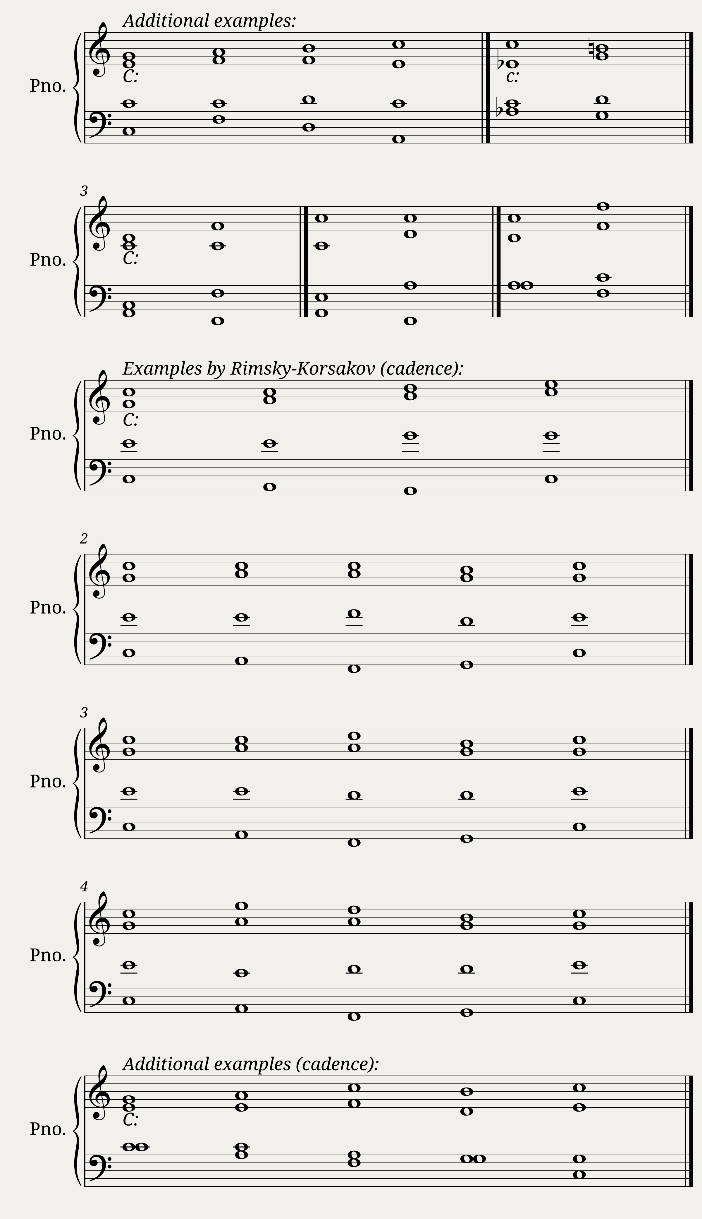 Rimsky-Korsakov harmonic exercises 10-12 — 3/4