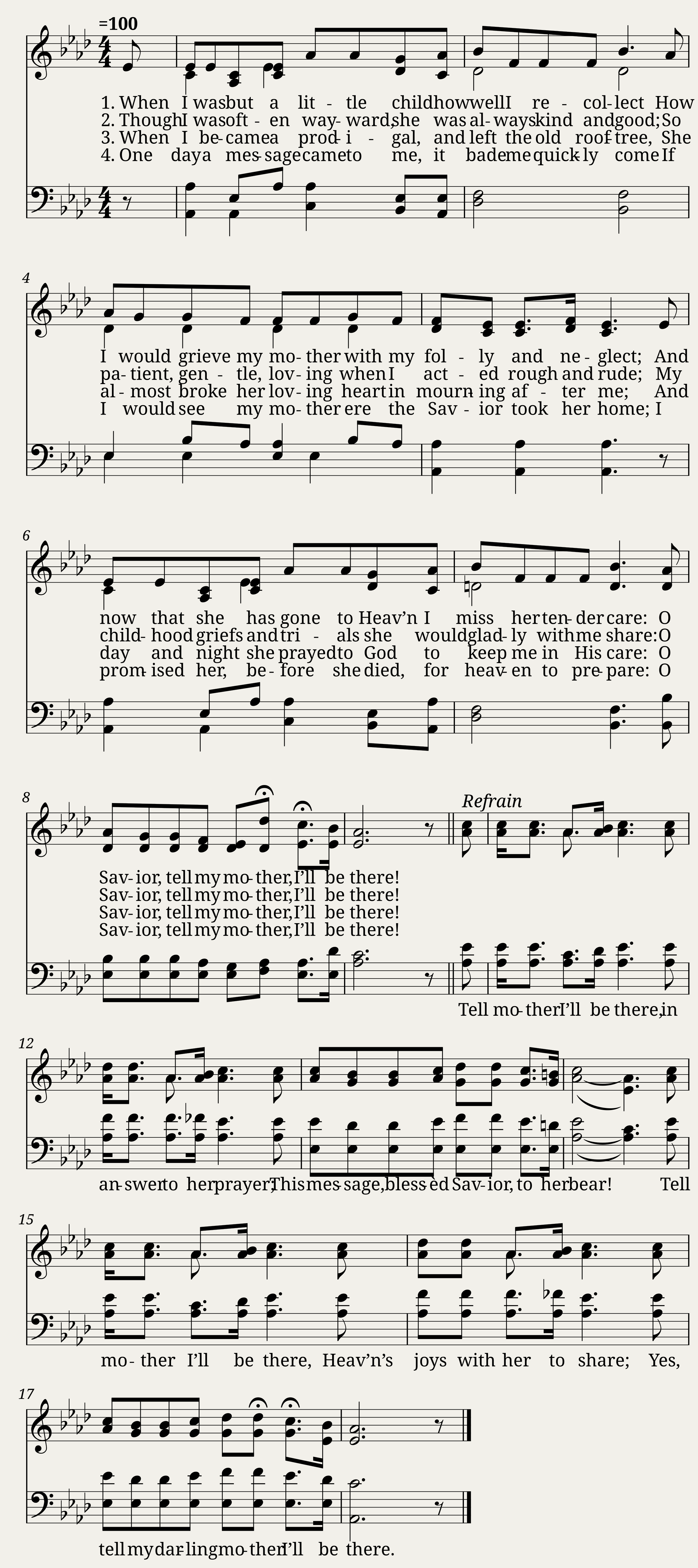 Tell mother ill be there - Charles M. Fillmore. Arranged by Robert Harkness.