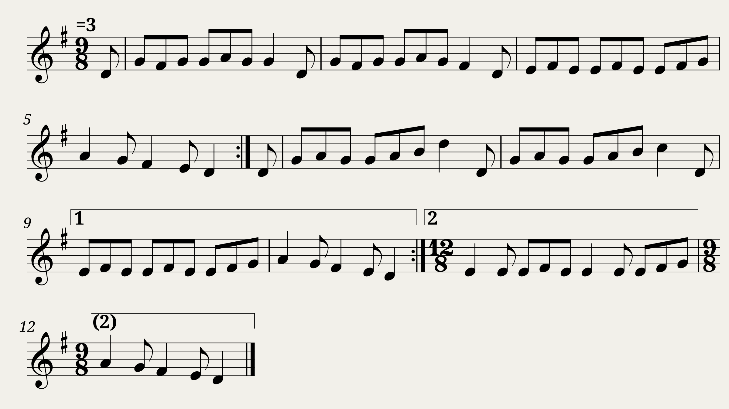 Traditional music - Sample tune - abc2mtex (English.abc) - Old Sir Simon the King