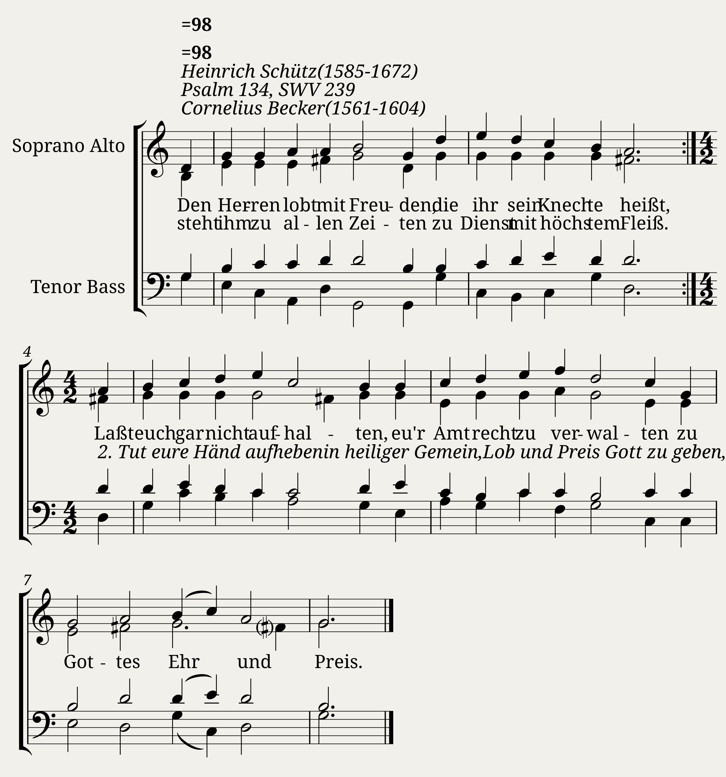Psalm 134 - Den Herren lobt mit Freuden SWV 239 - Heinrich Schütz