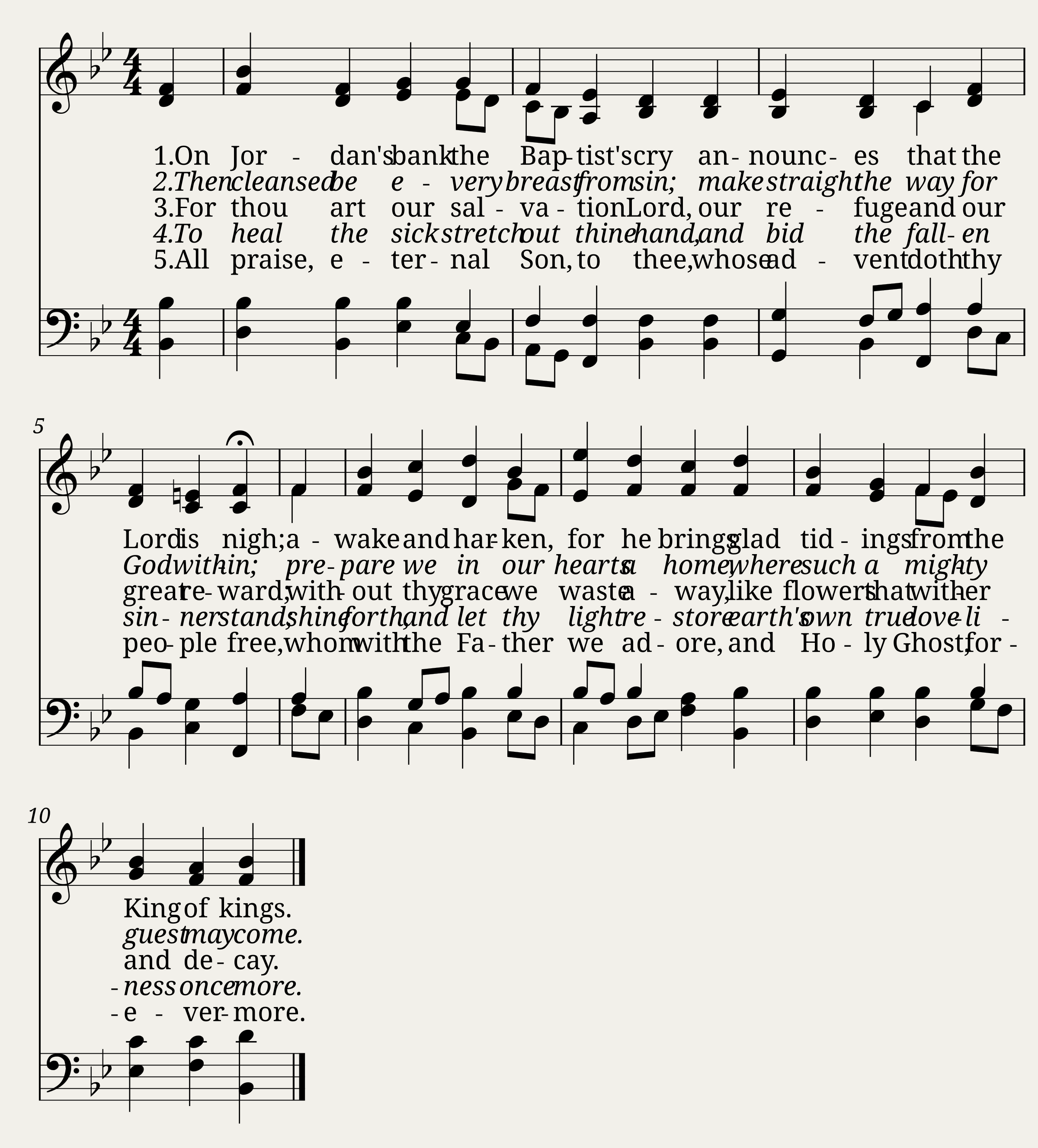 On Jordan's Bank the Baptist's Cry: SATB Winchester New