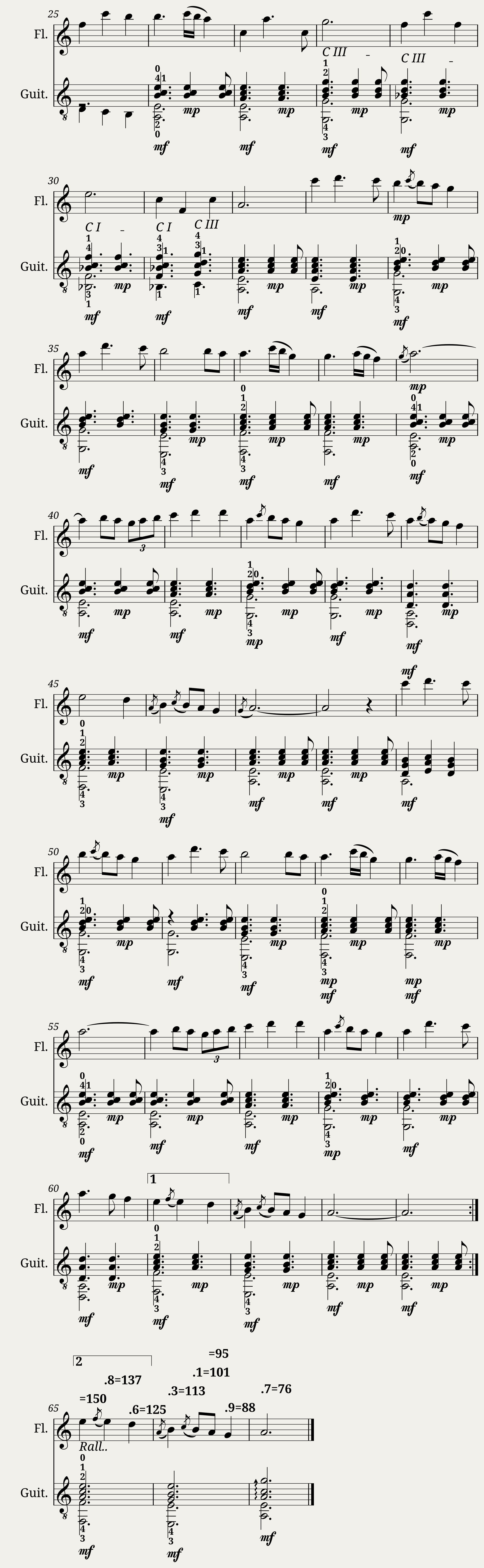 Fretless Flute Song Arrangement for Flute and Guitar — 2/2