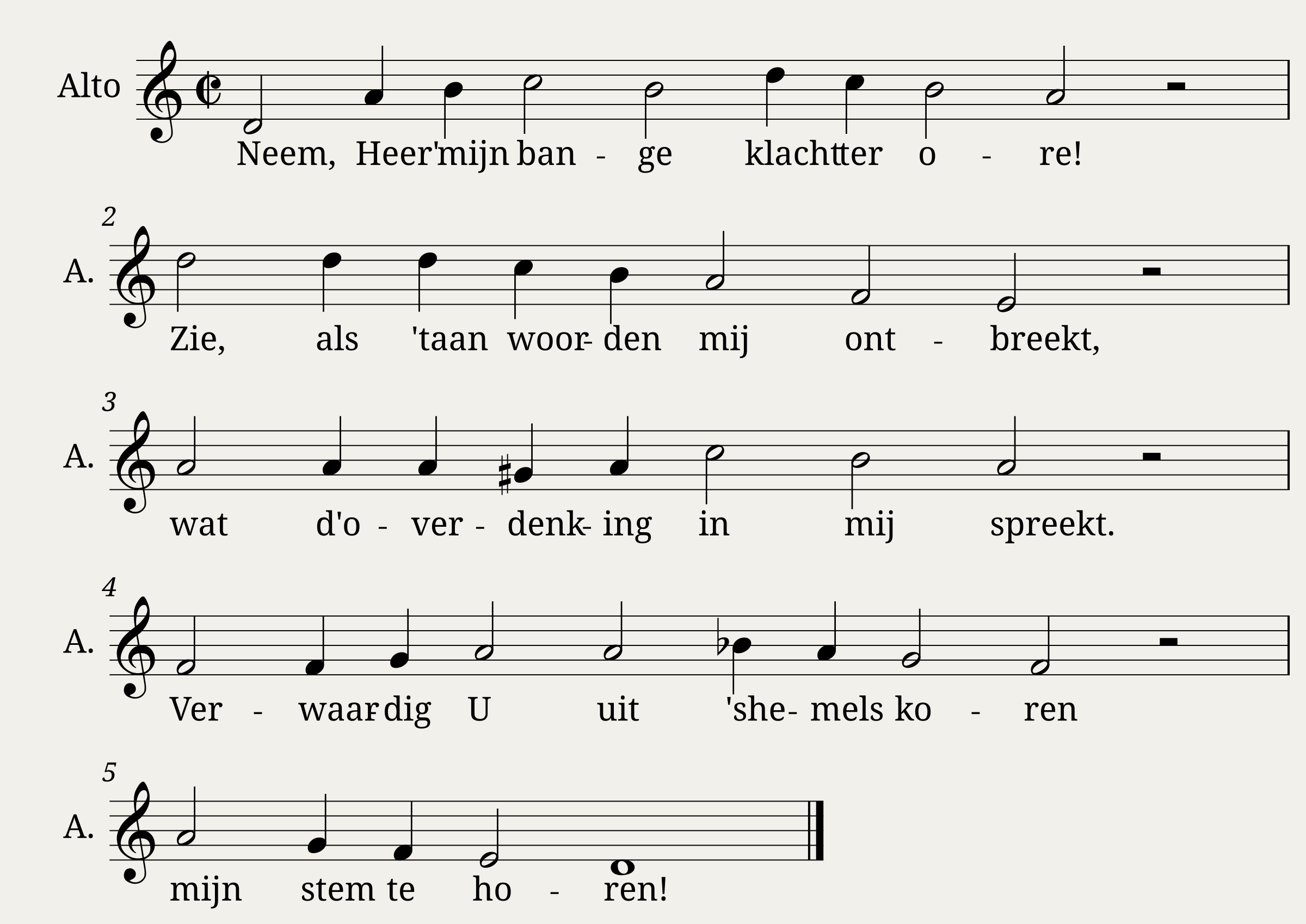 Psalm 5 - Neem Heer' mijn bange klacht ter ore!