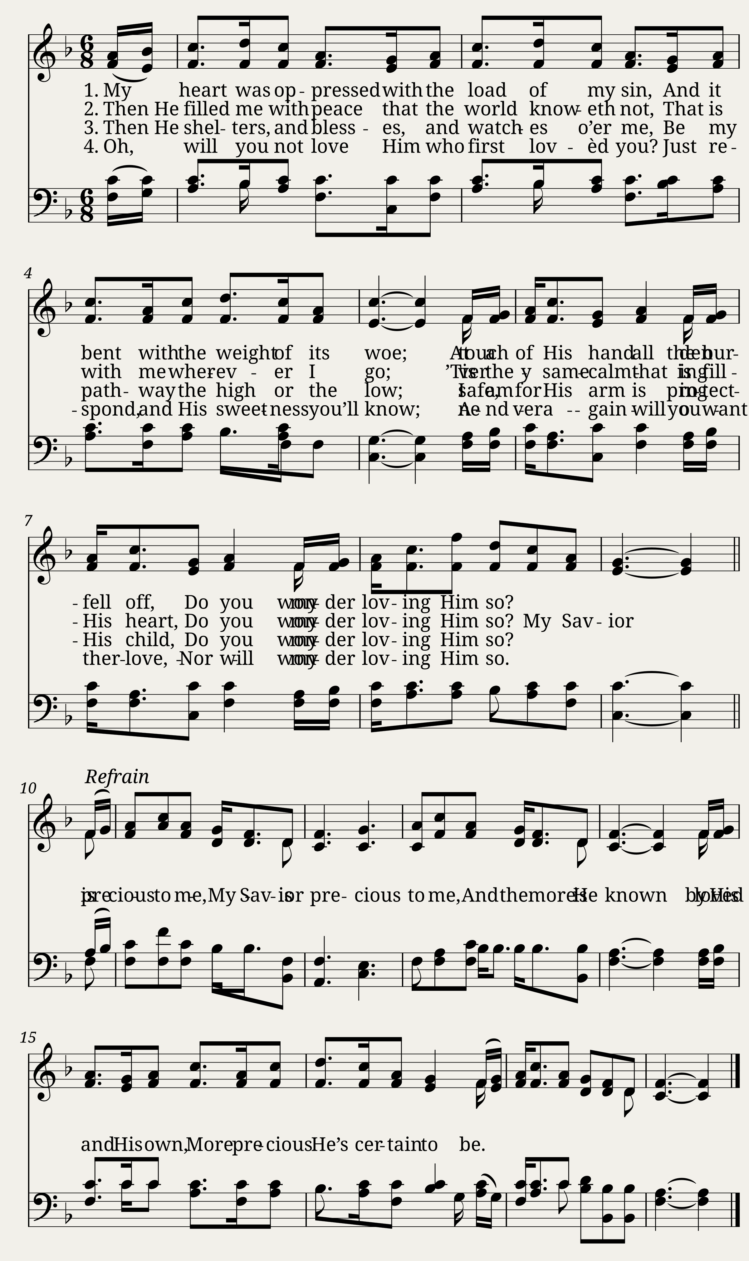 My heart was oppressed with the load of my sin