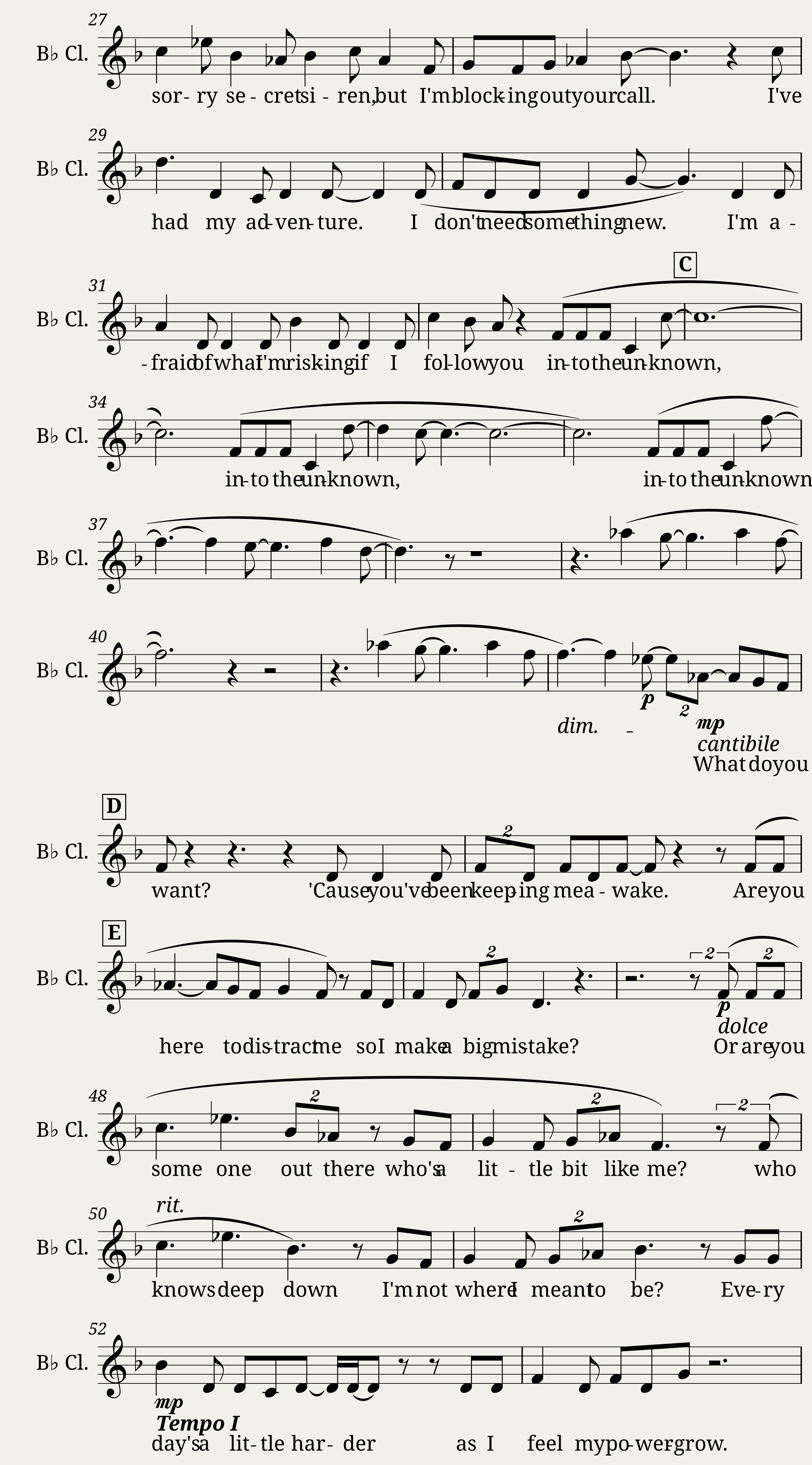 Into The Unknown for Bb Clarinet — 2/3