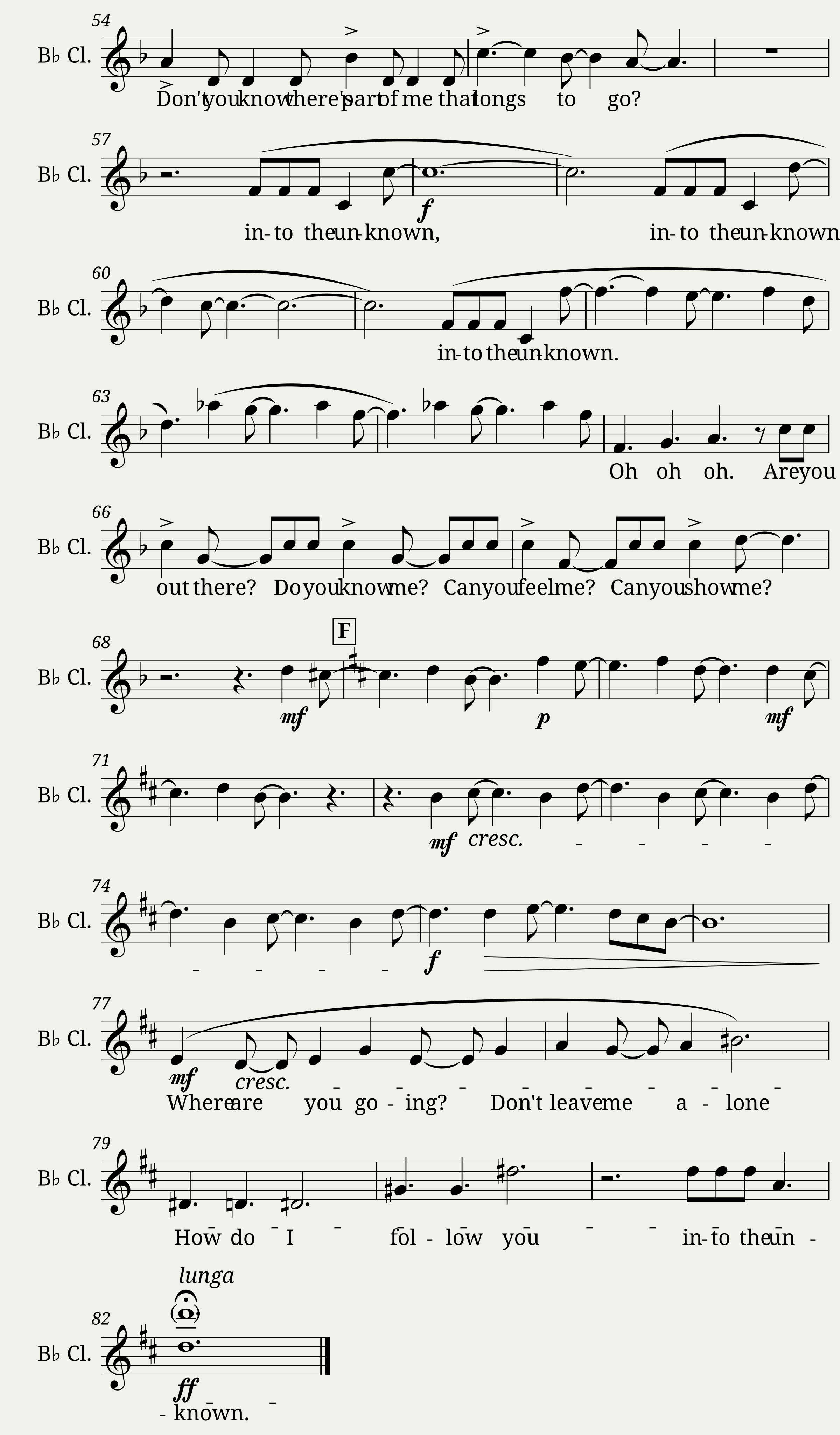 Into The Unknown for Bb Clarinet — 3/3