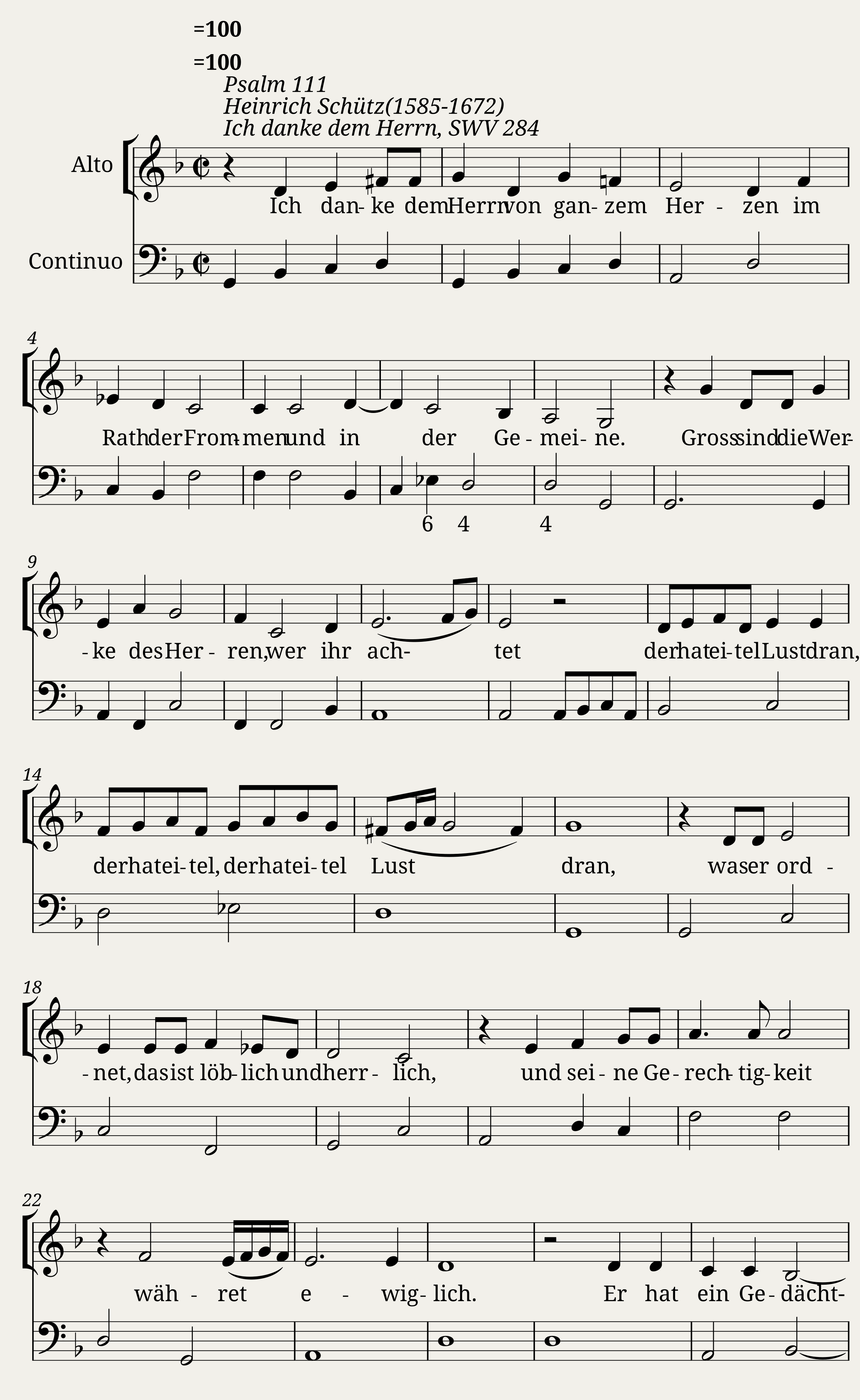 Ich danke dem Herrn von ganzem Herzen SWV 284 - Heinrich Schütz — 1/3