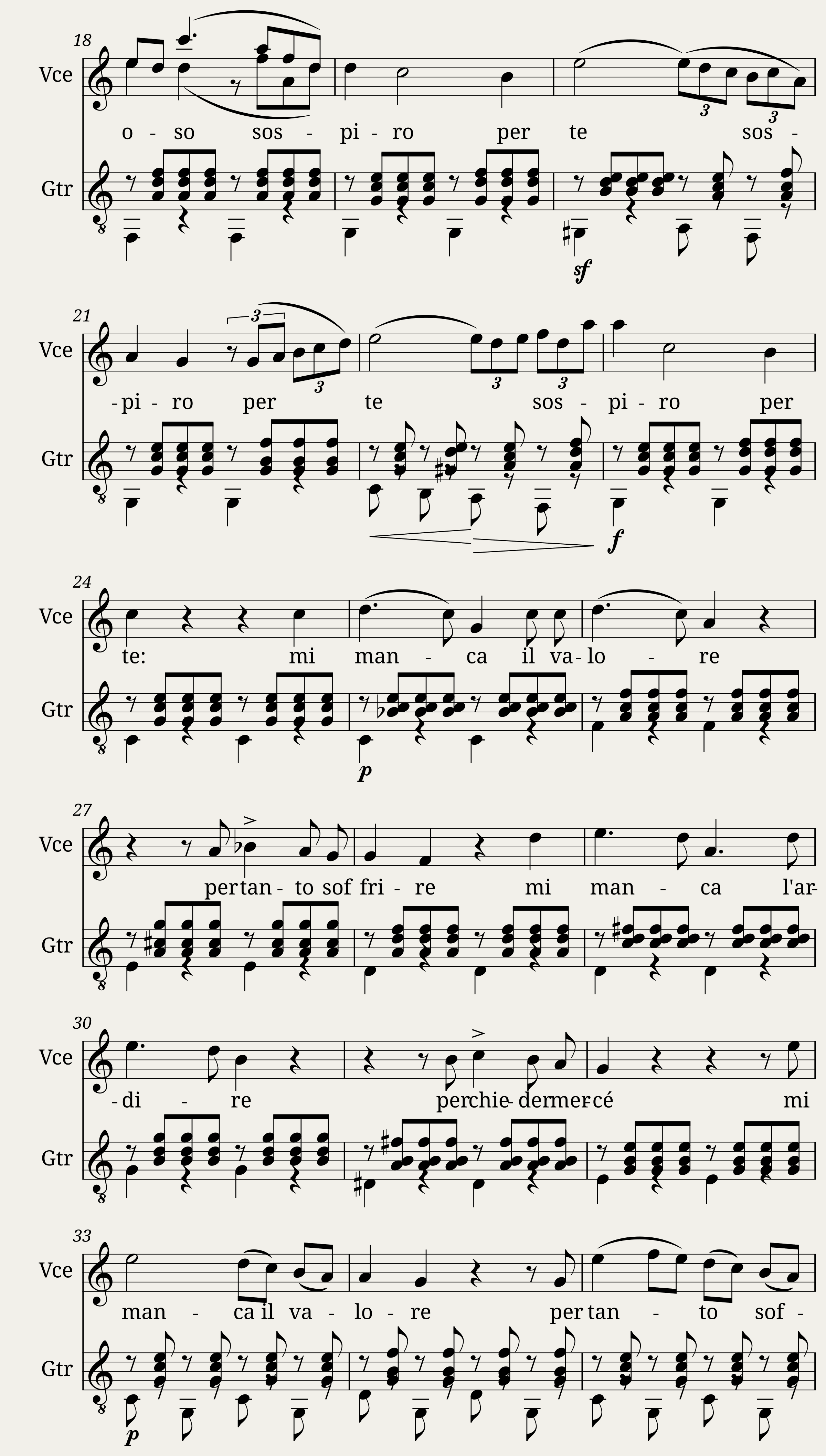 Fra Tutte le pene for high voice and guitar — 2/4