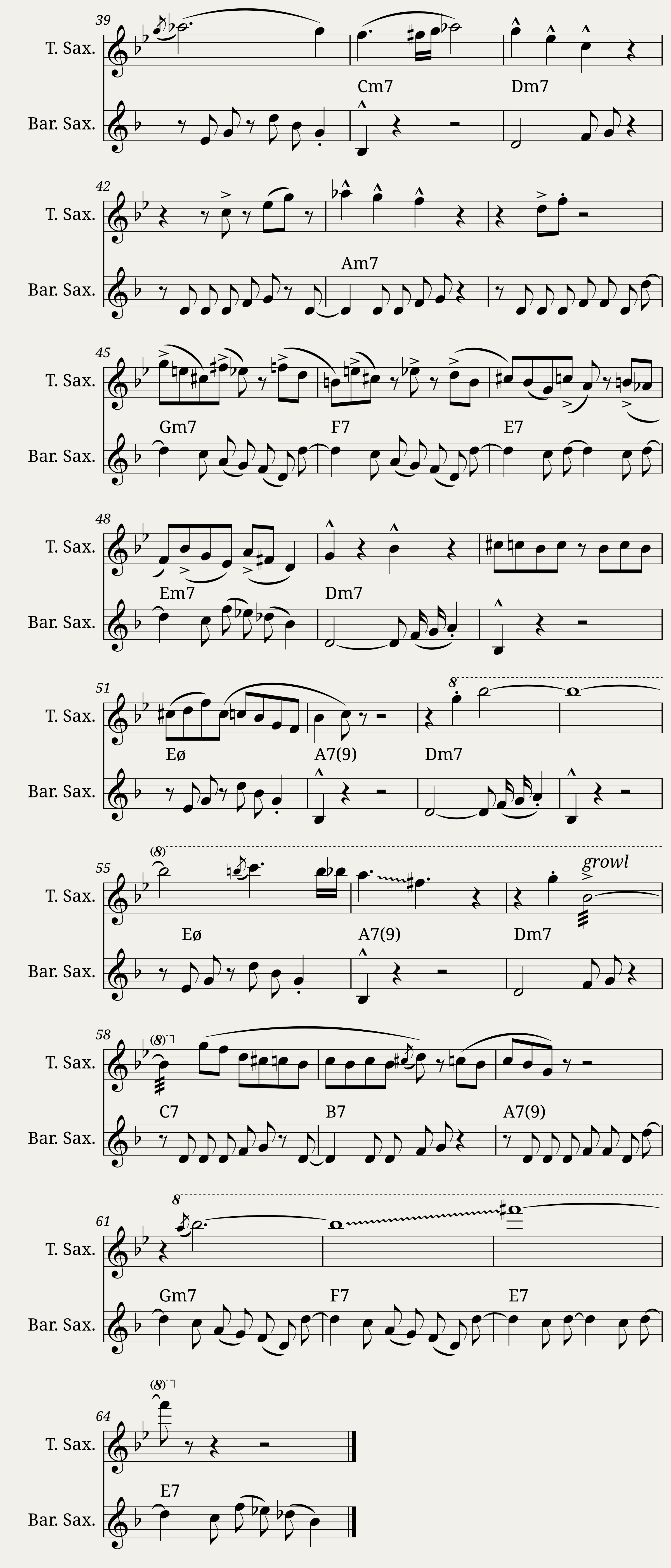 Moanin' Leo Pellegrino Bari Solo Transposed For Tenor Sax — 3/3