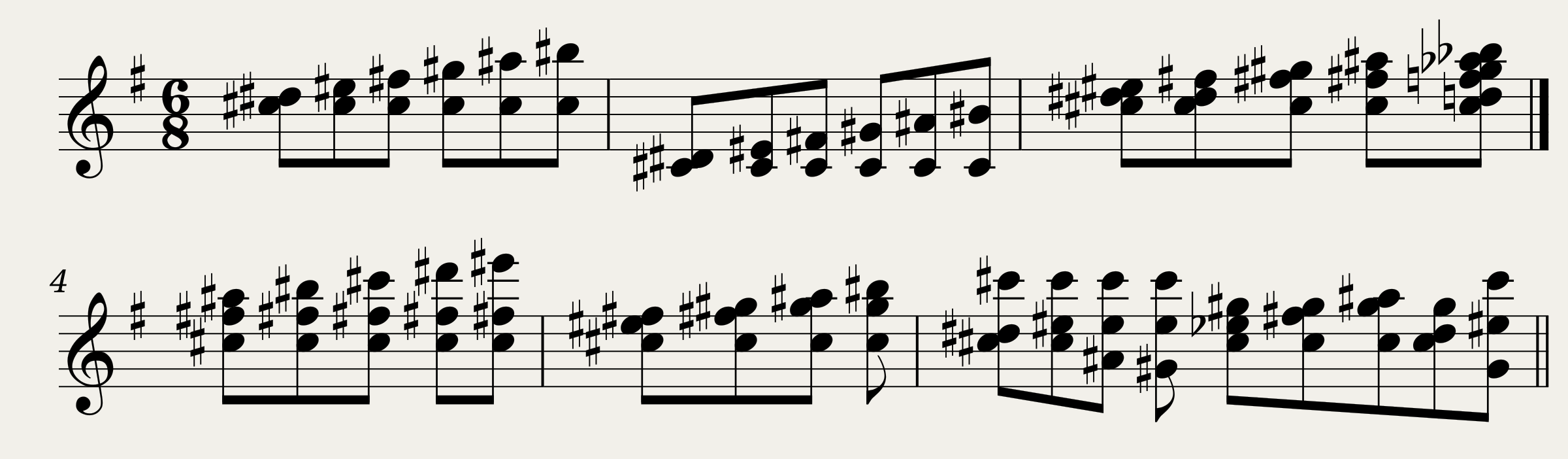 Sample tune - abcm2ps (sample.abc) - Chords with many accidentals
