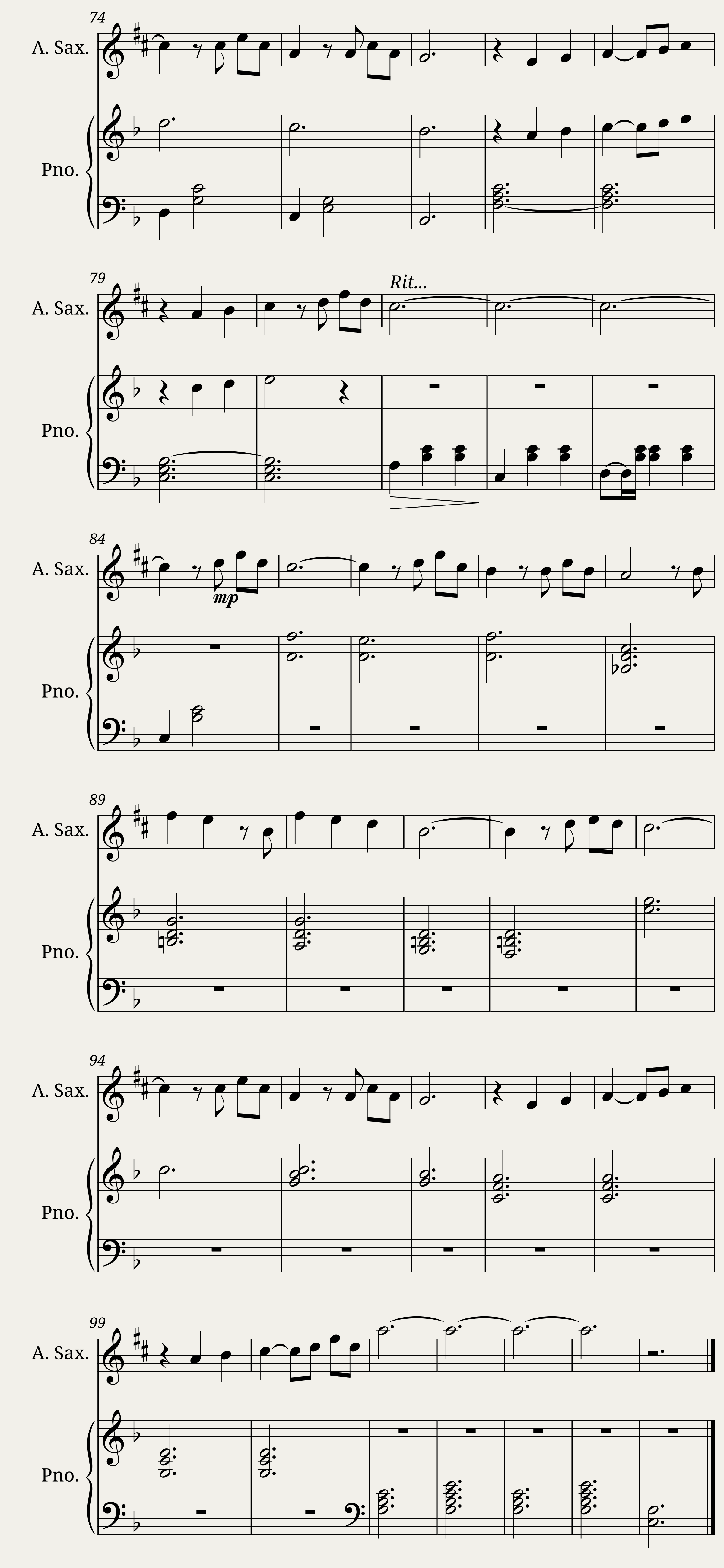 Up Theme Alto Sax and Piano Duet — 4/4