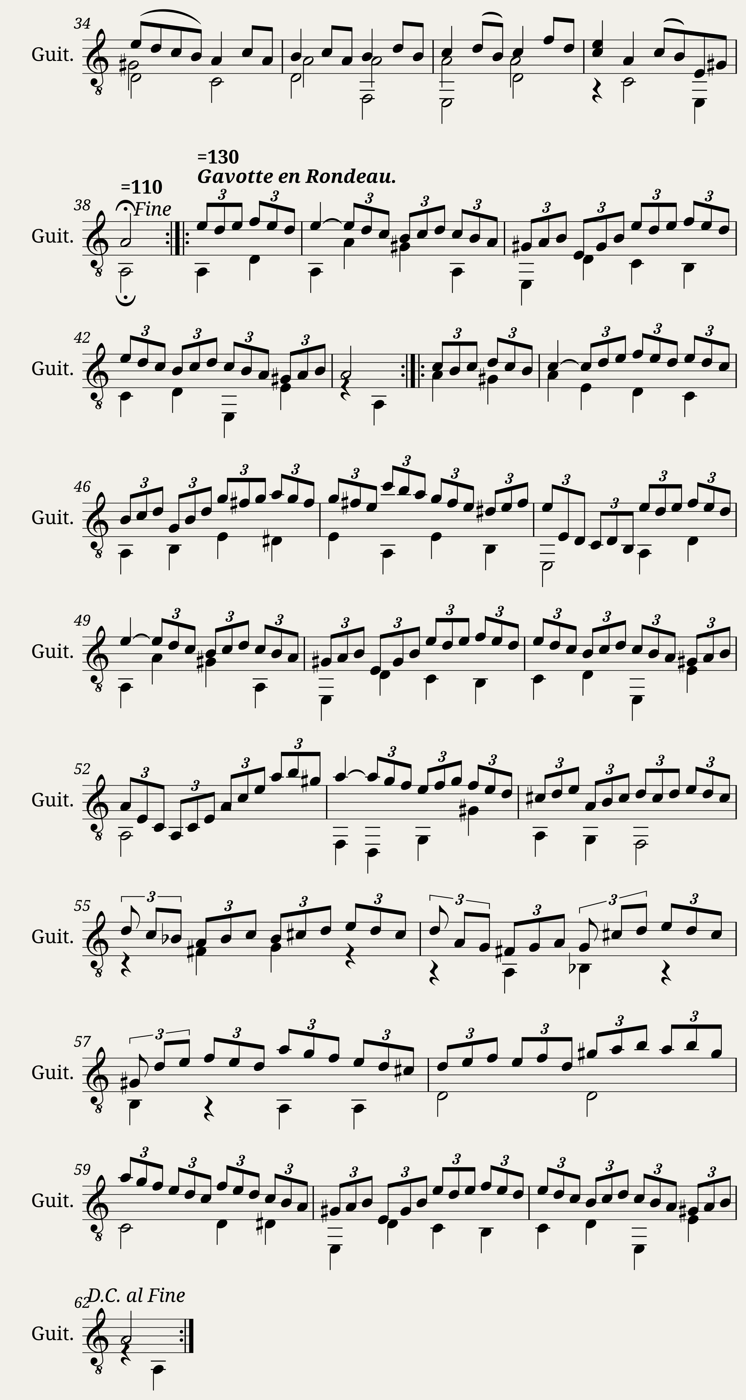 BWV 995: Lute Suite no. 3 in G Minor Gavotte I & II (Transposed to A Minor for Guitar) — 2/2
