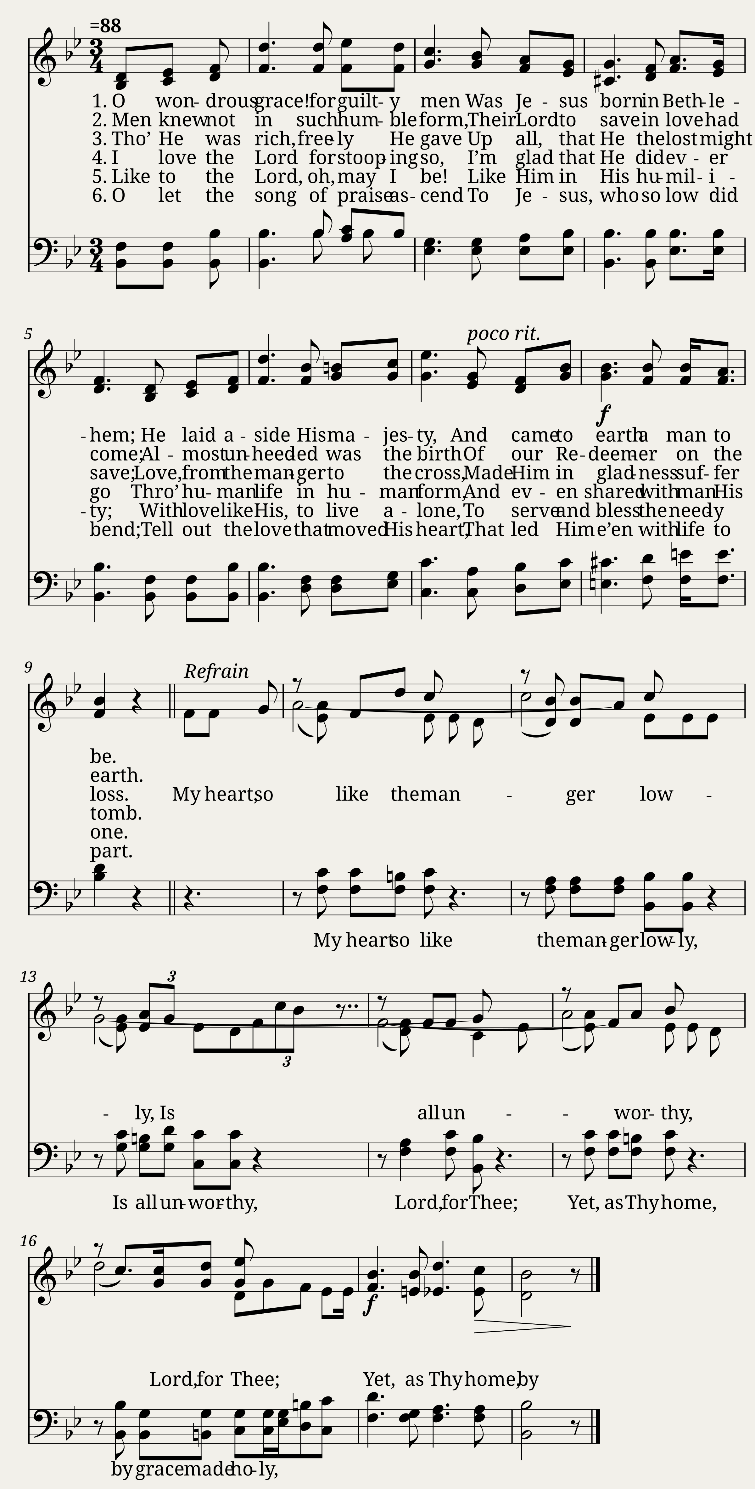 My heart so like the manger lowly - Anonymous. Published in Salvation Army Songs and Music