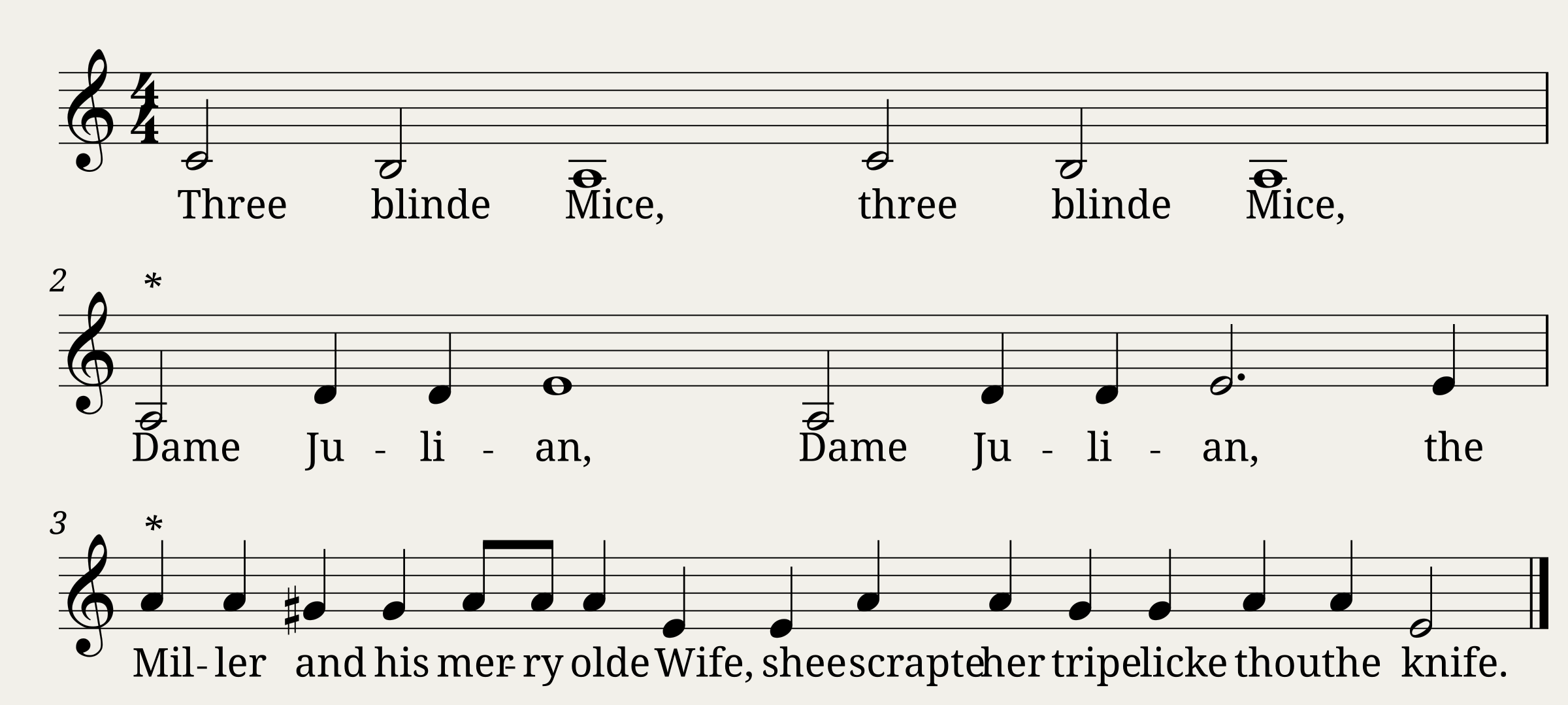 Three Blinde Mice A Round of 3 Voices
