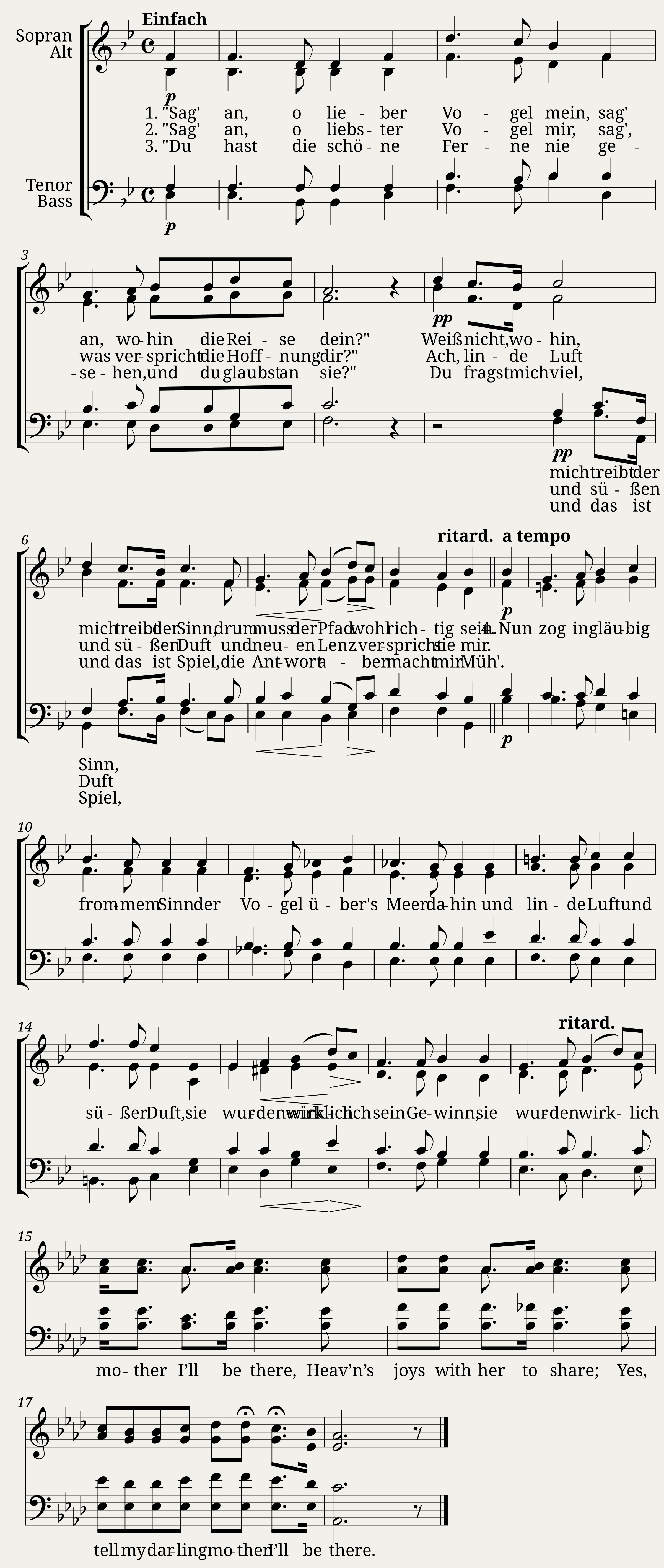 Sag an o lieber Vogel mein Op. 27 No. 1 - Robert Schumann