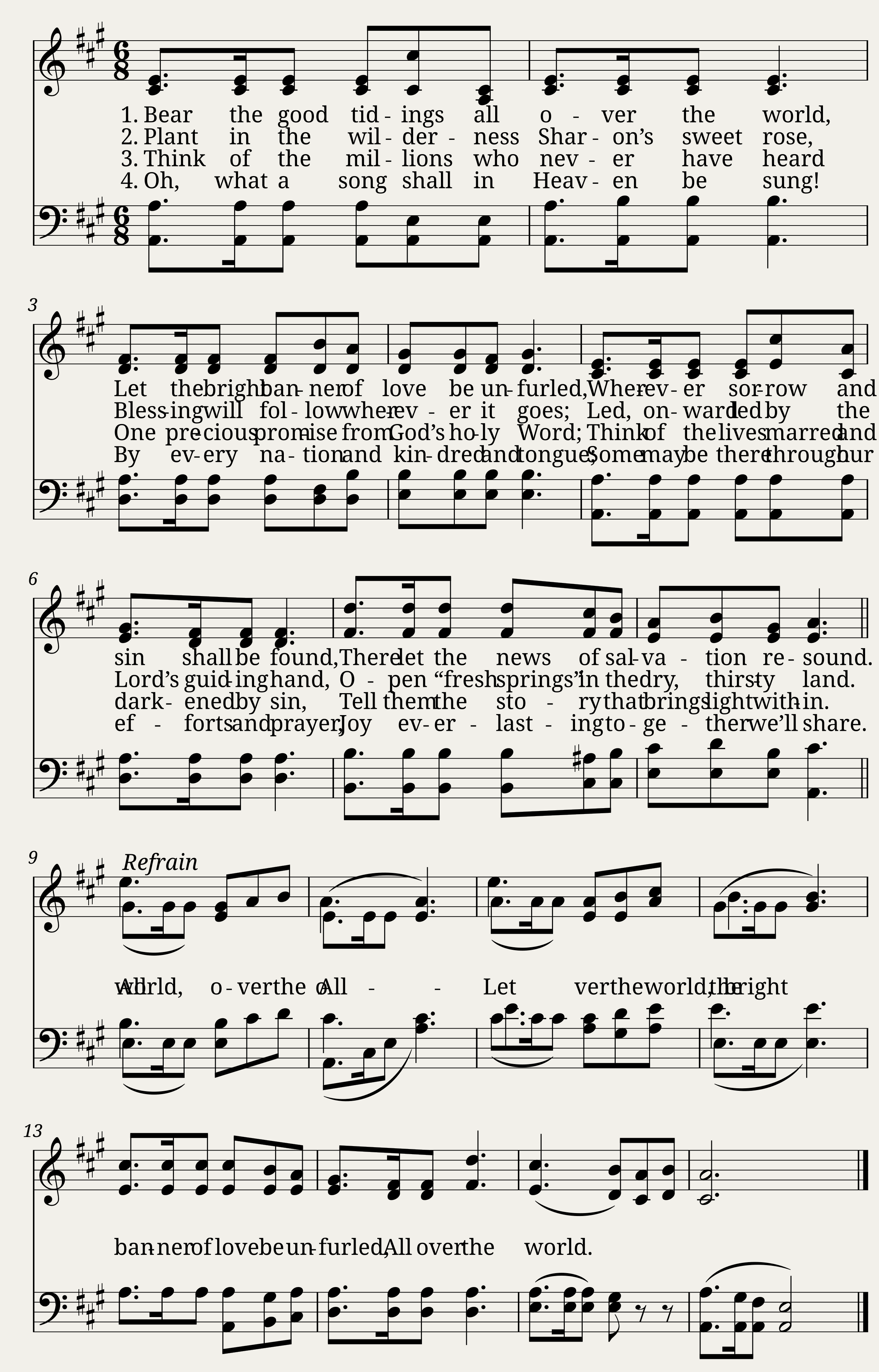 Bear the good tidings all over the world - William James Kirkpatrick