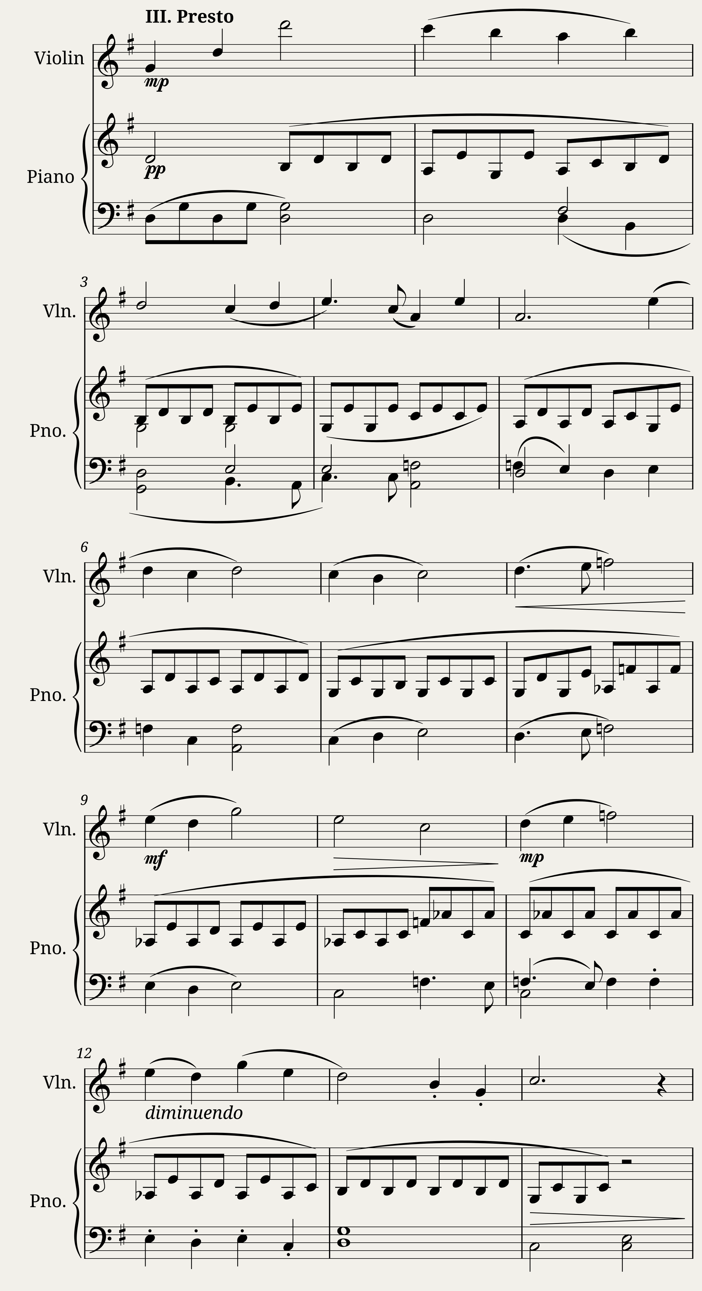 Piano and violin sonata n1 in G major by Dominique Picard - 3rd mv — 1/22