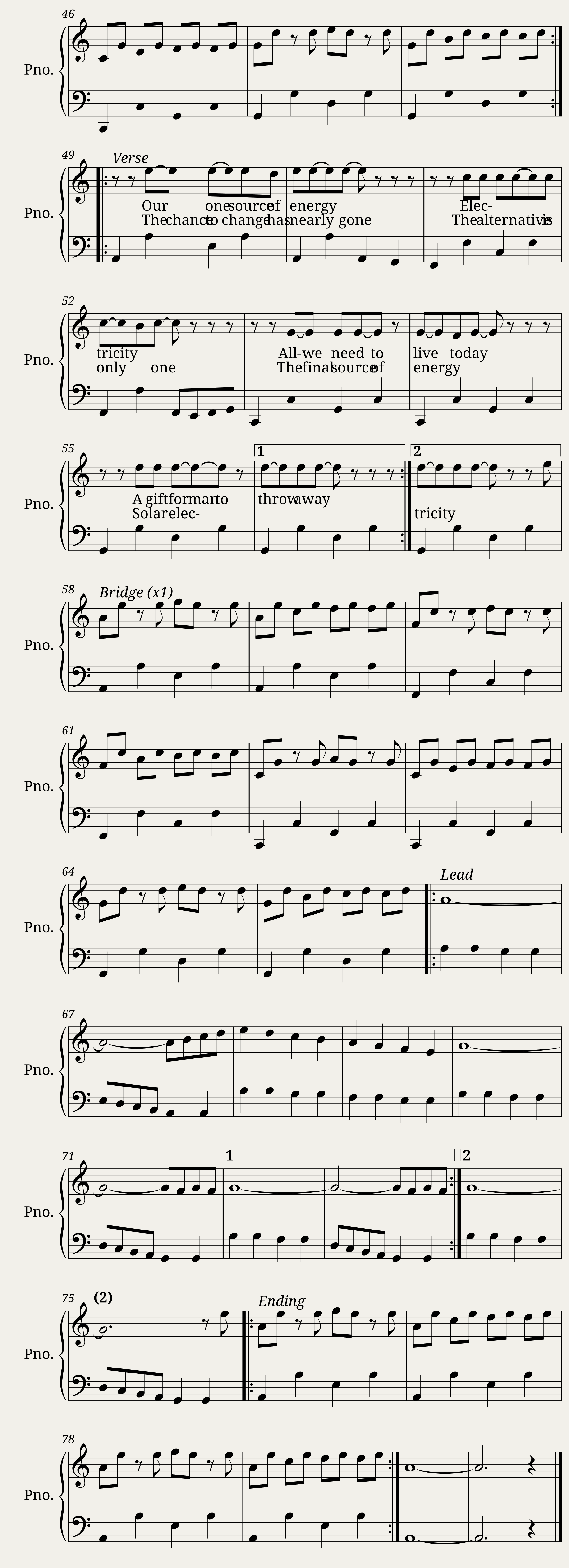 Electricity OMD - easy solo piano with lyrics — 3/3