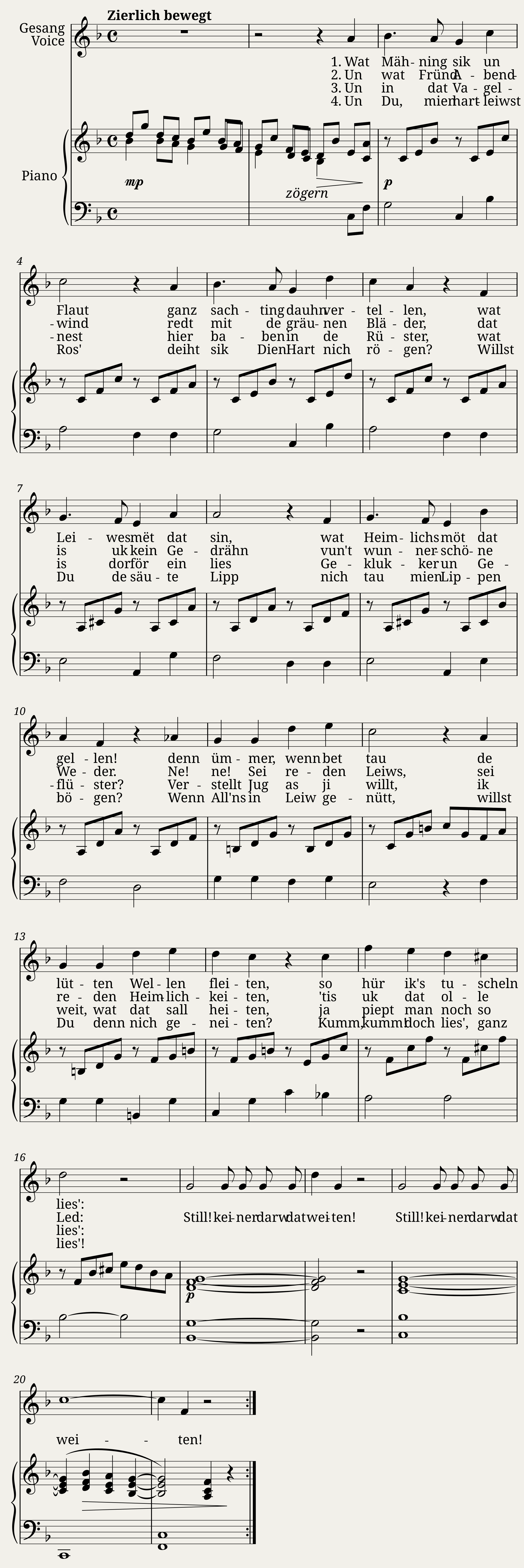 Still, keiner darw dat weiten! (Op.34)