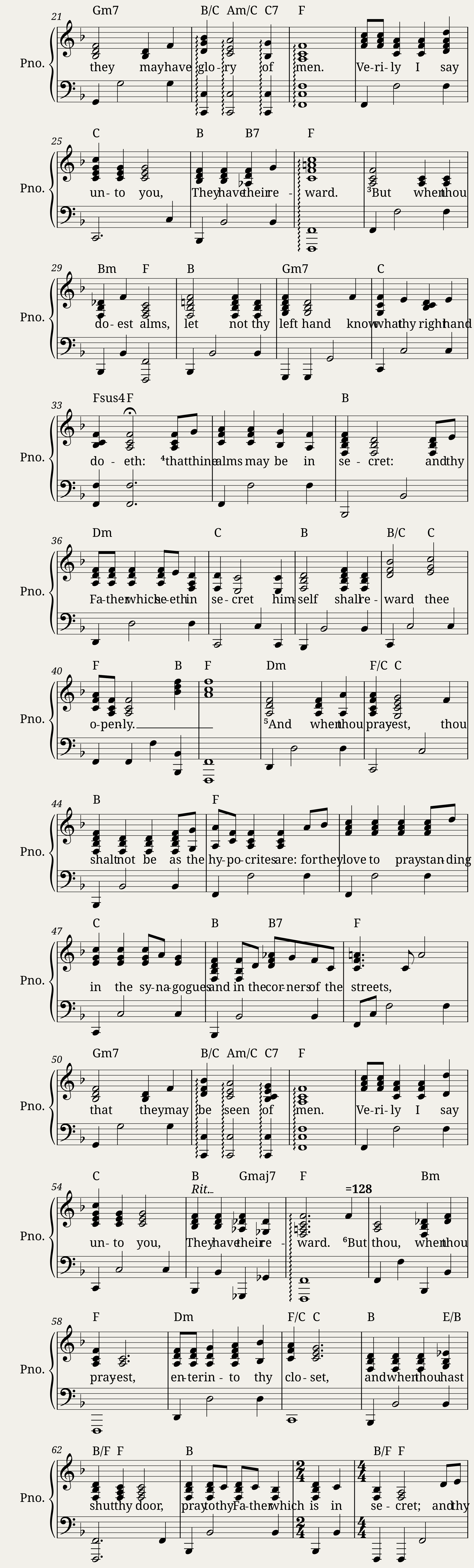 Matthew 6:1-34 Scripture Song — 2/11