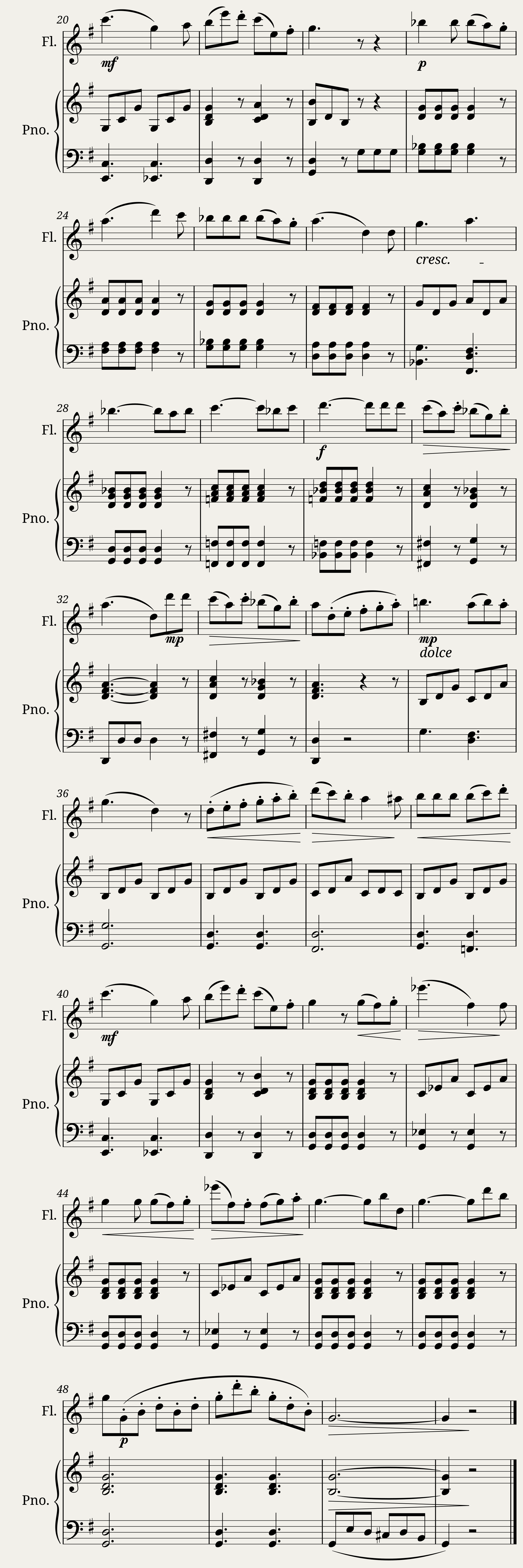 Wilhelm POPP - Piece n.2 - from 12 easy pieces for flute and piano op. 371 — 2/2