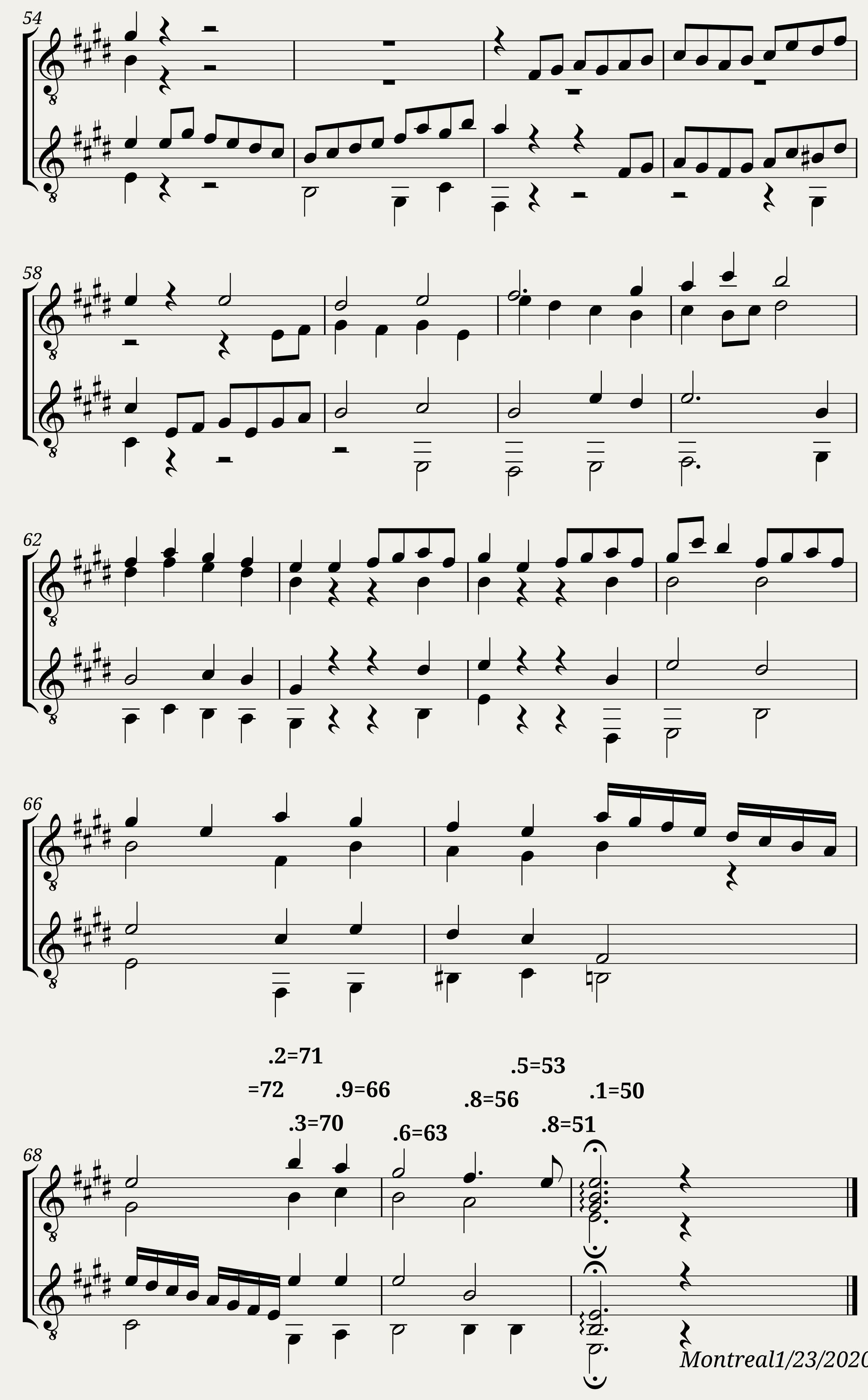 Fugue for 2 Guitars in E Major — 3/3