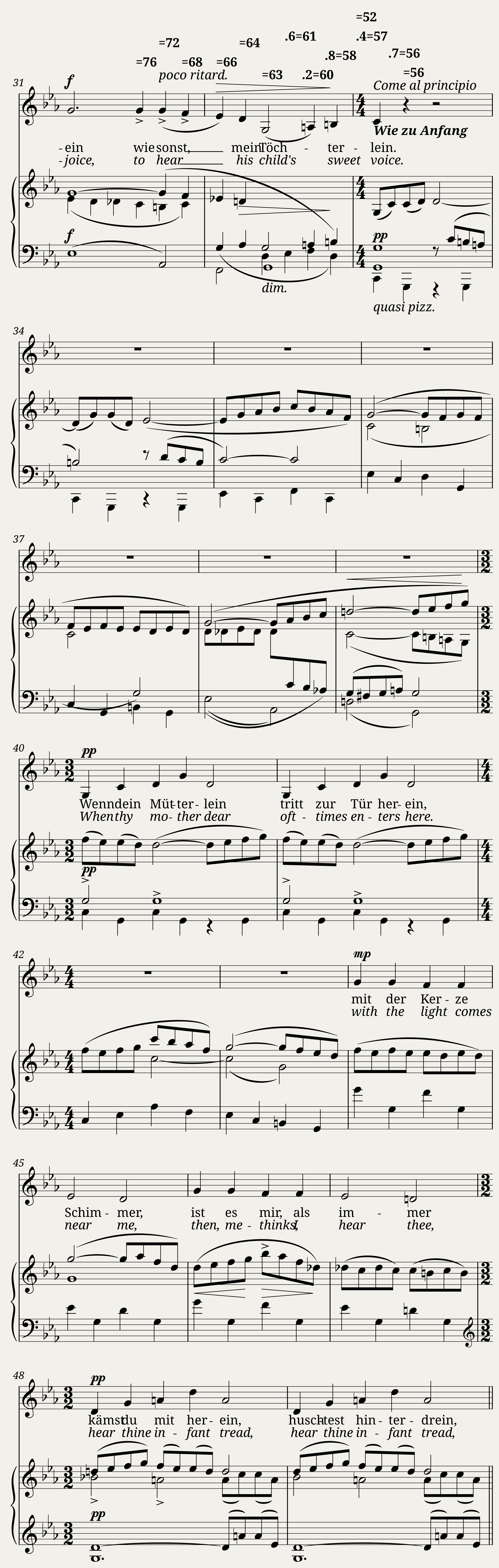 Mahler Gustav - Kindertotenlieder No.3 - Wenn dein Mütterlein — 3/5