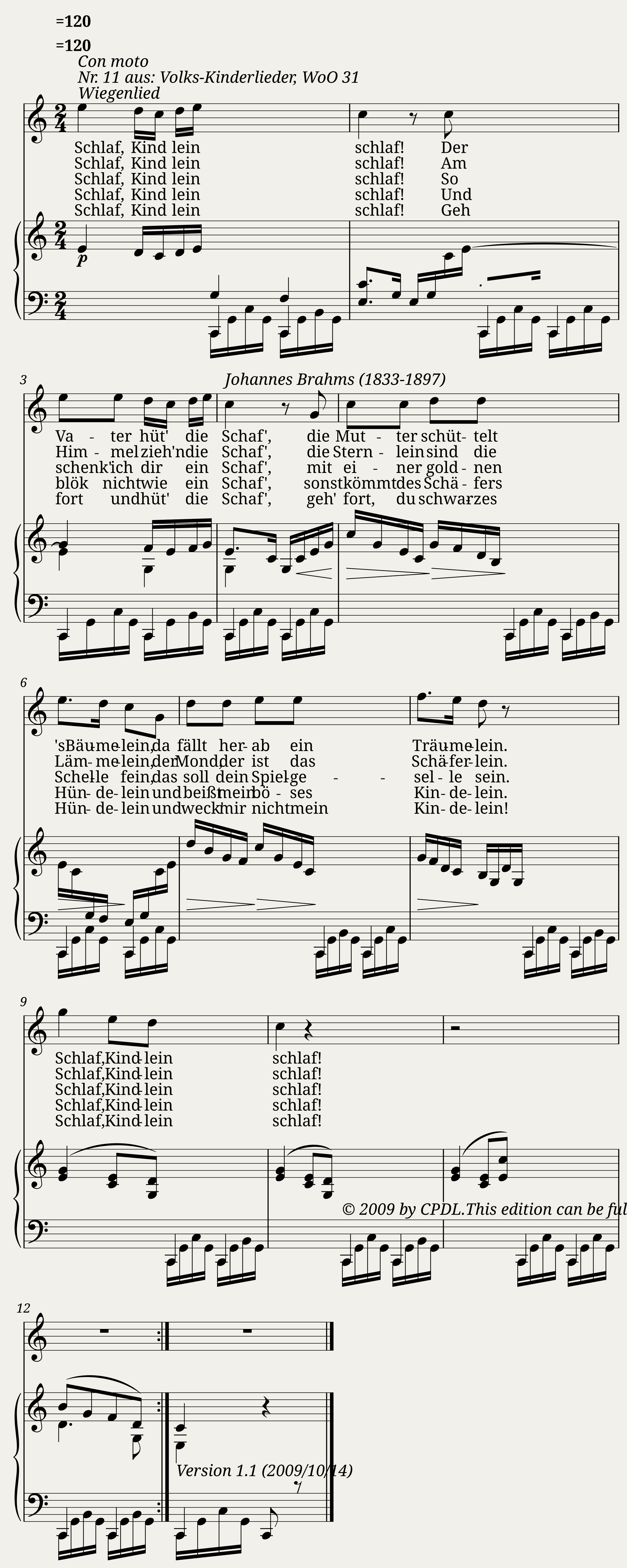 Wiegenlied WoO 32 No. 11 - Johannes Brahms