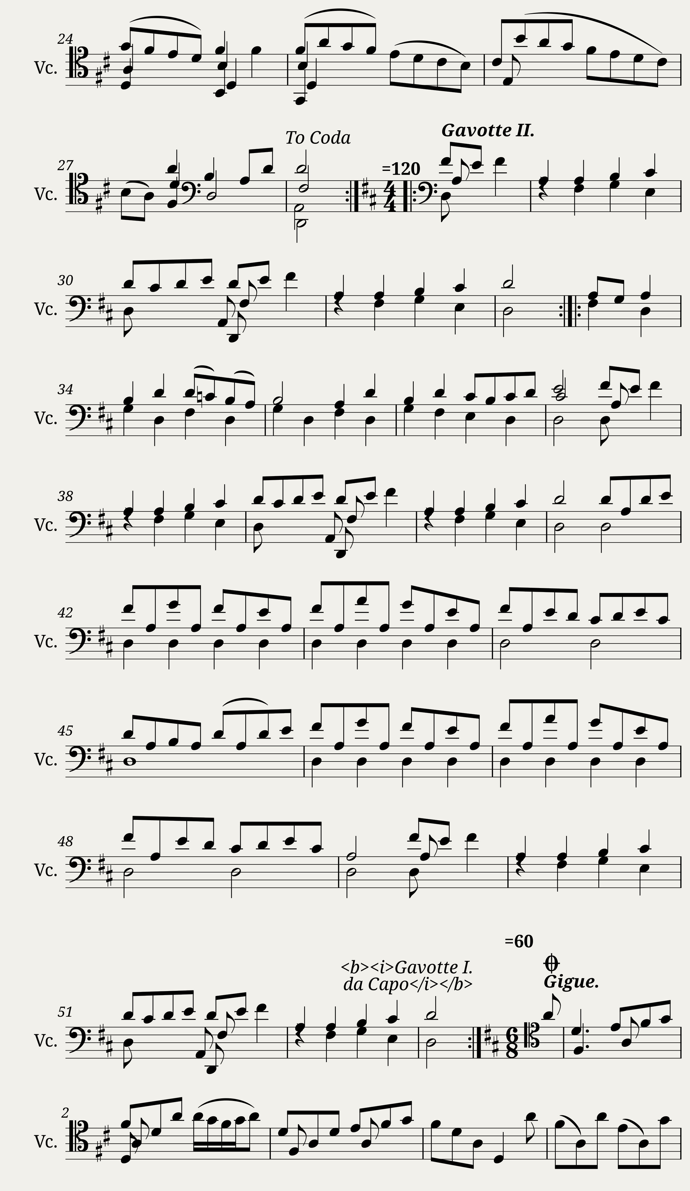 J.S. Bach - Suite no. 6 for Cello Solo BWV 1012 — 11/12