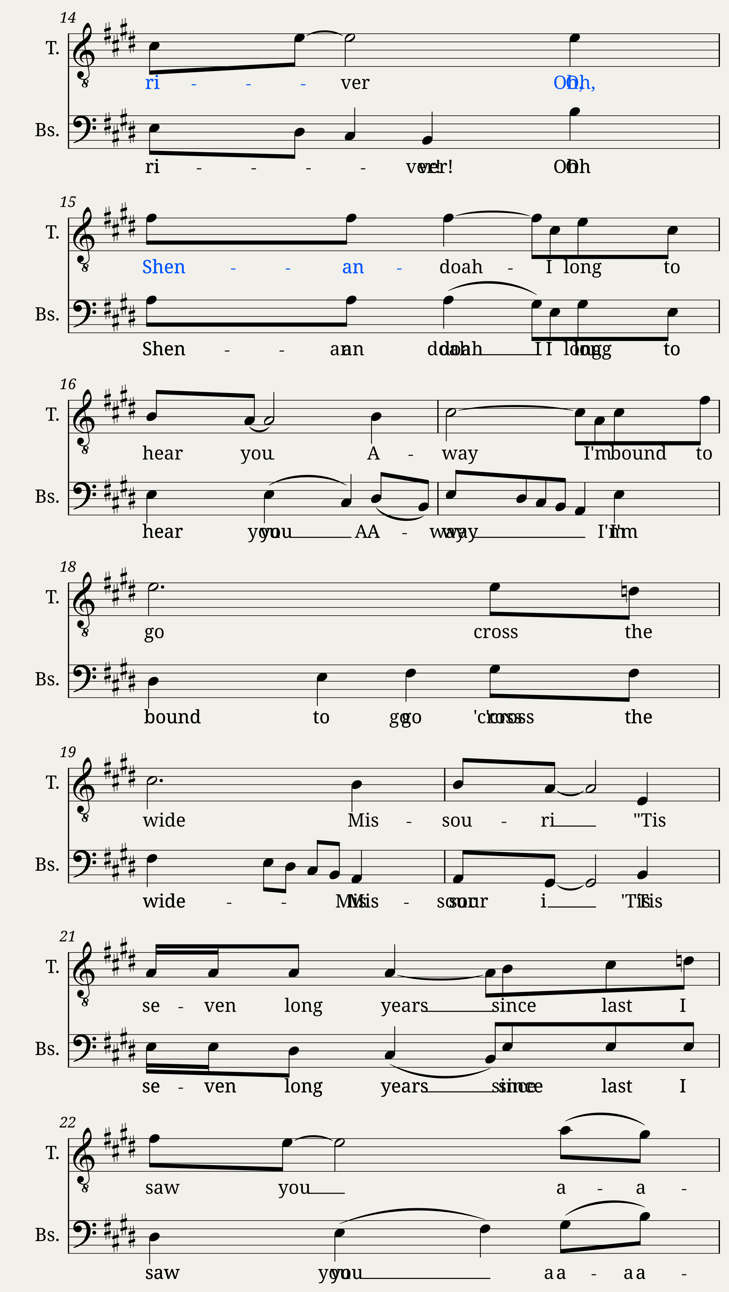 Shenandoah Duet tenor-bas — 3/4