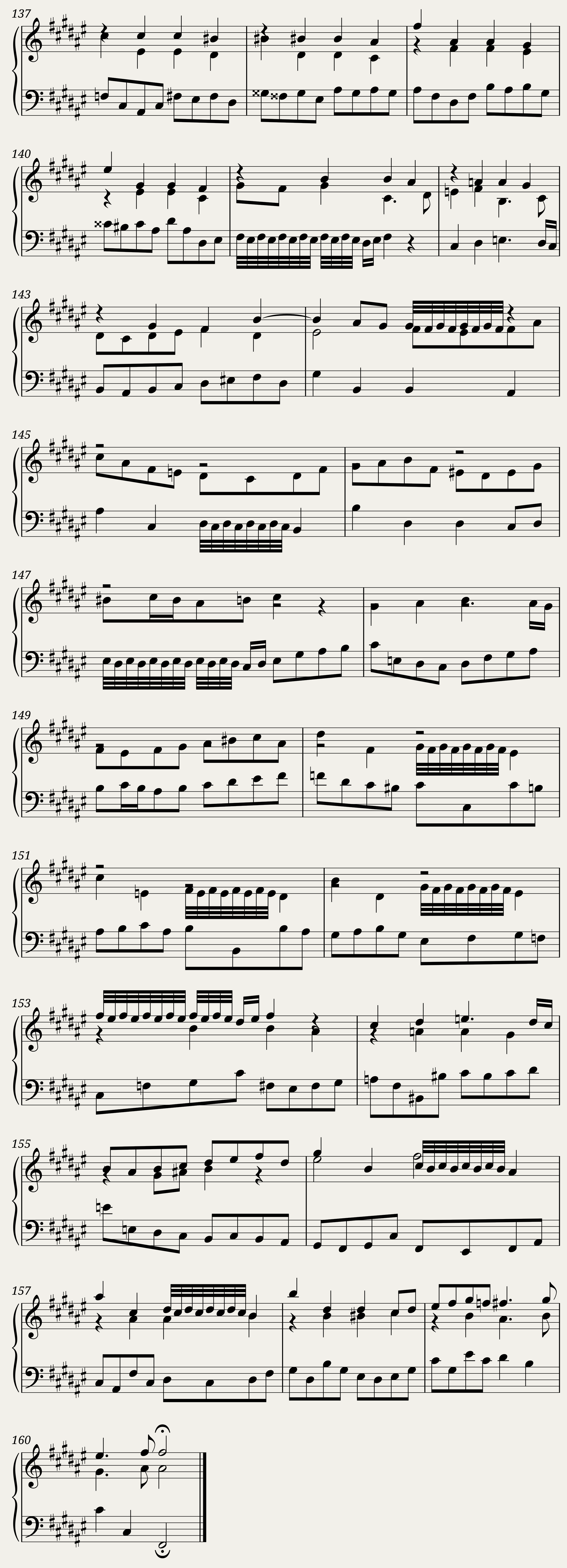 BWV 882: The Well-tempered Clavier Book II - XIII (A = 415 Hz) - Harpsichord sound — 8/8