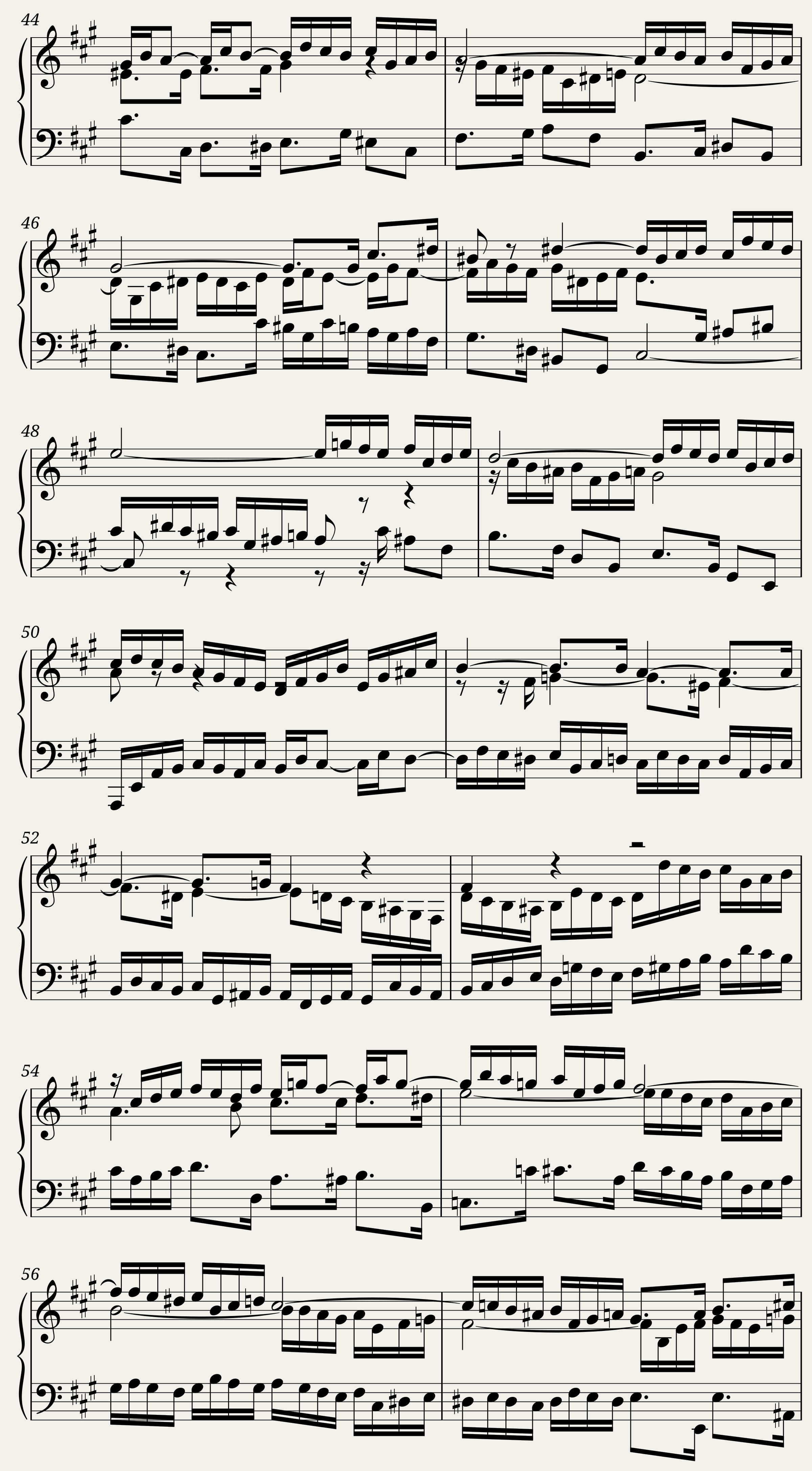 BWV 885: The Well-tempered Clavier Book II - XVI (A = 415 Hz) - Harpsichord sound — 4/7